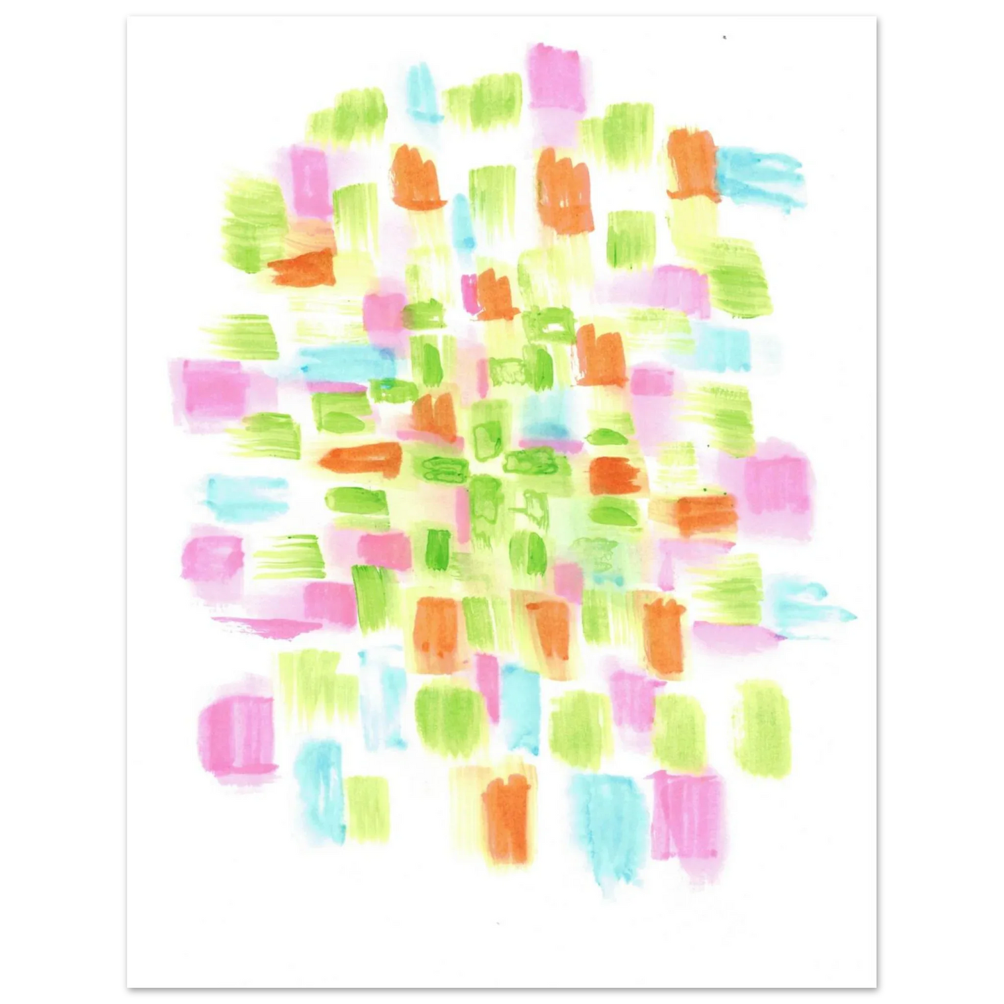 Abstract Watercolor Splash Art Print - Premium Matte Paper Poster with Vibrant Pink & Green Hues - Laure Leprince - Artiste Peintre