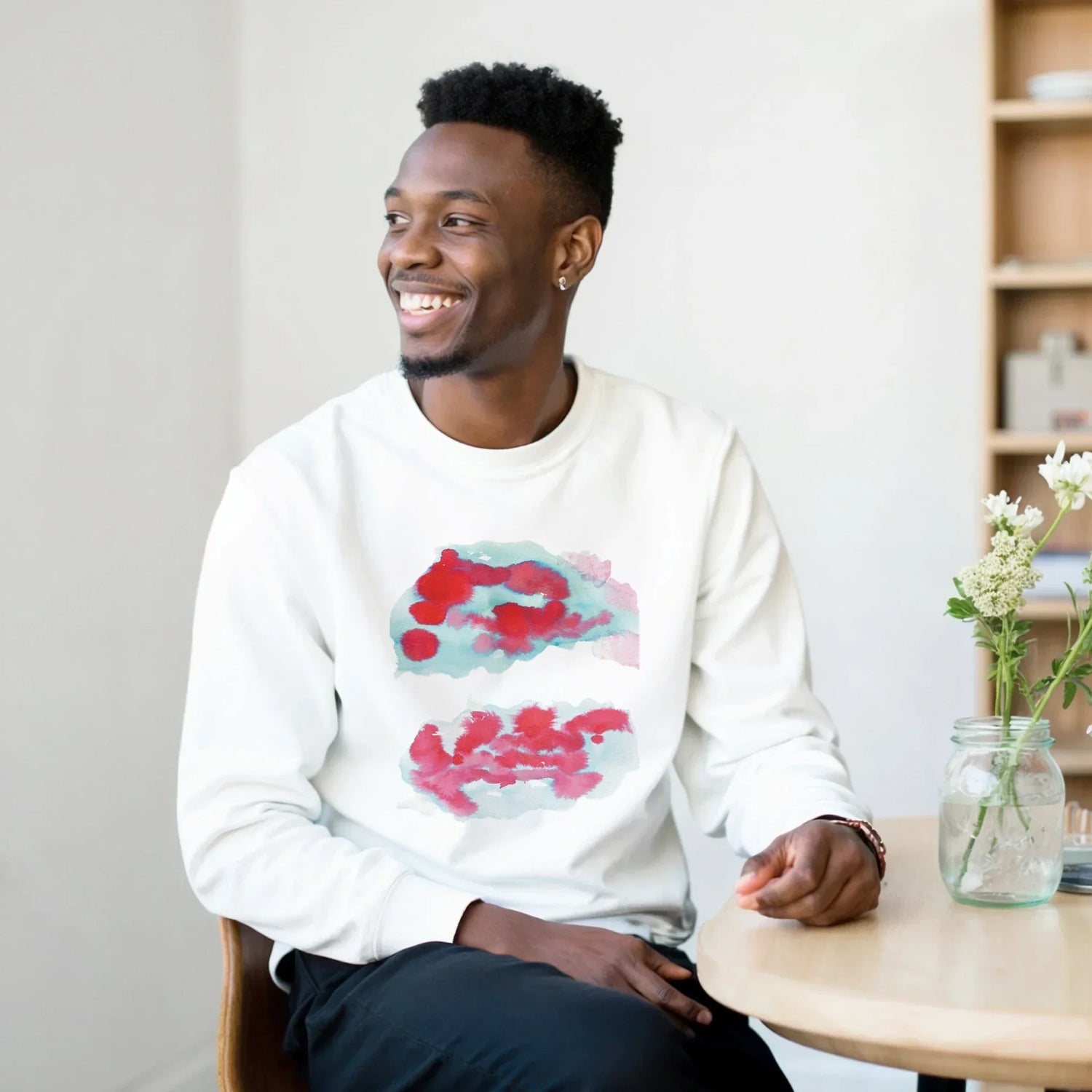 Sweatshirt Unisexe Classique Brumes Carmin – Impression Artistique Multicolore - Laure Leprince - Artiste Peintre