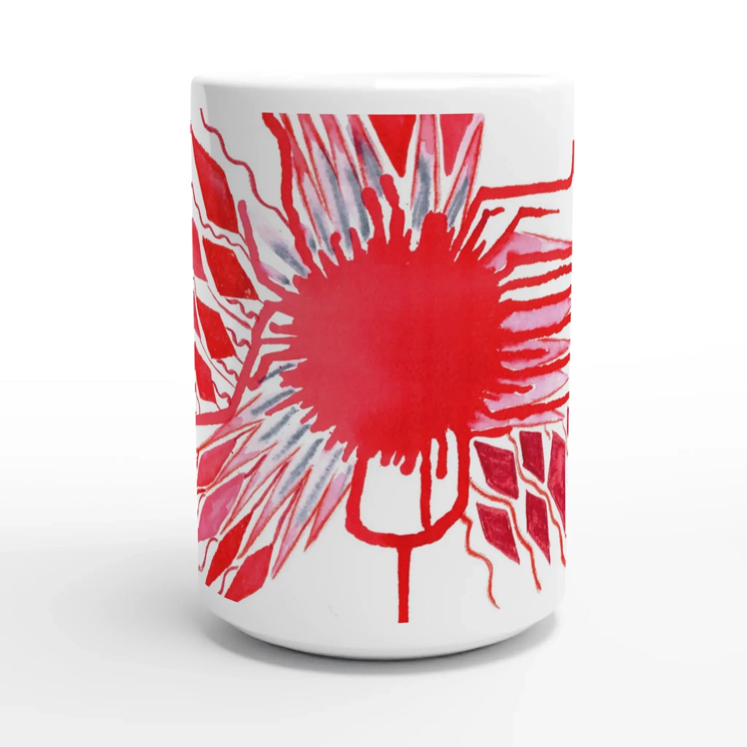 Mug en céramique blanche 44 cl Rouge– Grand format, design et qualité durable - Laure Leprince - Artiste Peintre