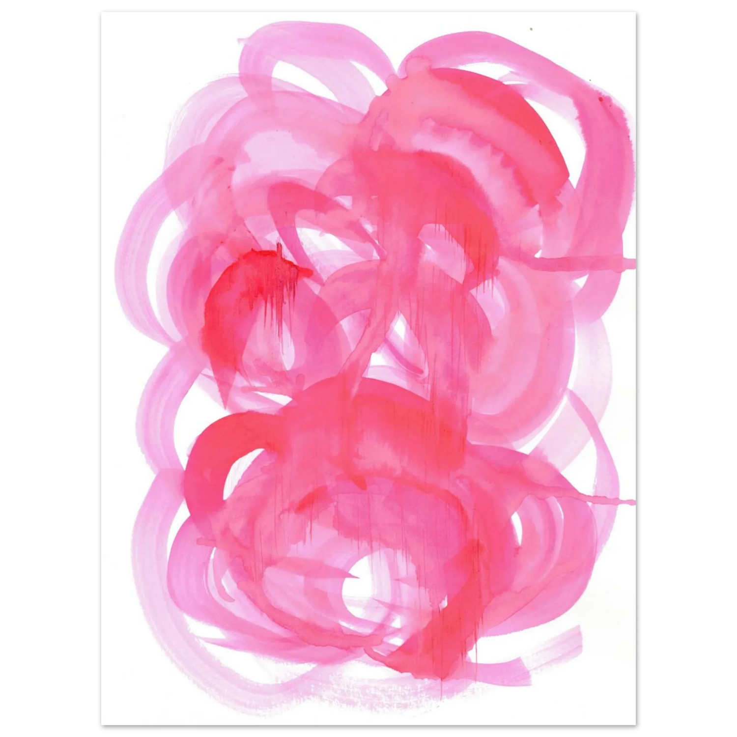 Abstract Pink Swirls Watercolor Poster - Vibrant Modern Art Print on Premium Matte Paper - Laure Leprince - Artiste Peintre