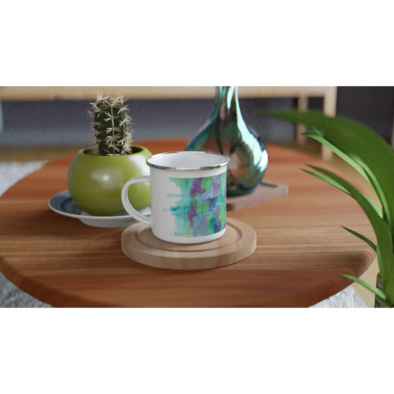 Mug en émail blanc 35 cl Eclosions Sauvages – Léger, vintage et résistant - Laure Leprince - Artiste Peintre