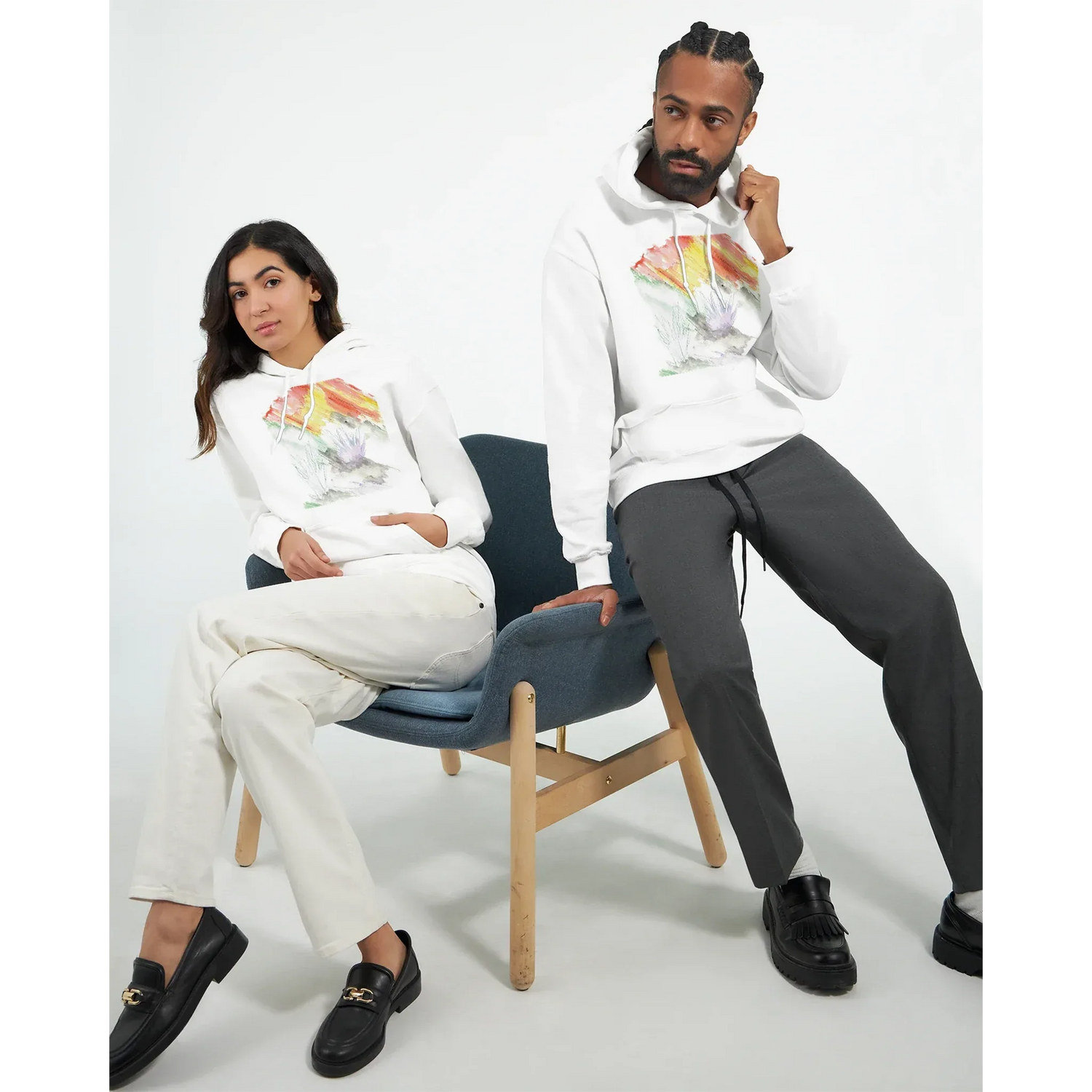 Sweat à capuche unisexe artistiqueLavander Drift| Gildan® 18500 White - Laure Leprince - Artiste Peintre