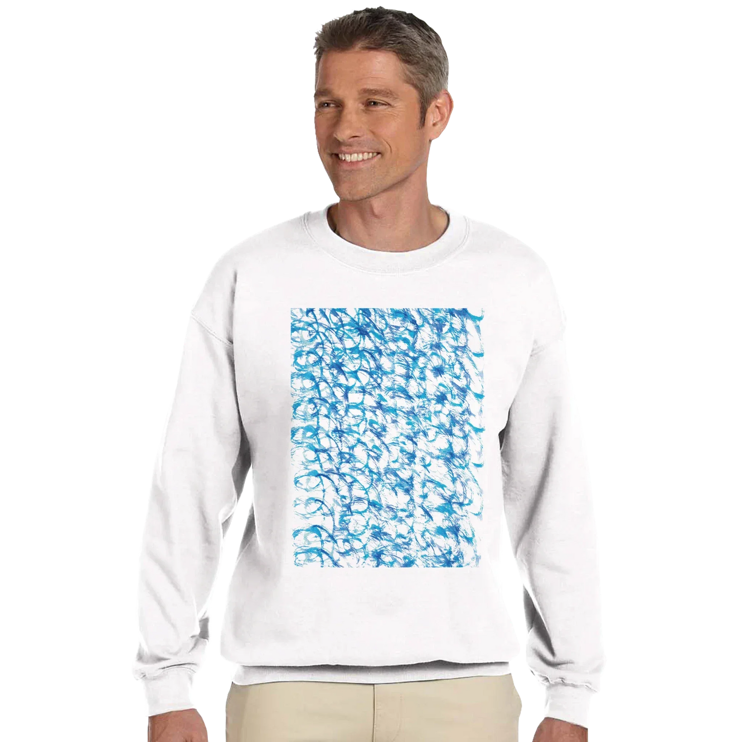 Sweatshirt Unisexe Classique Blue Waves– Impression Artistique Multicolore - Laure Leprince - Artiste Peintre