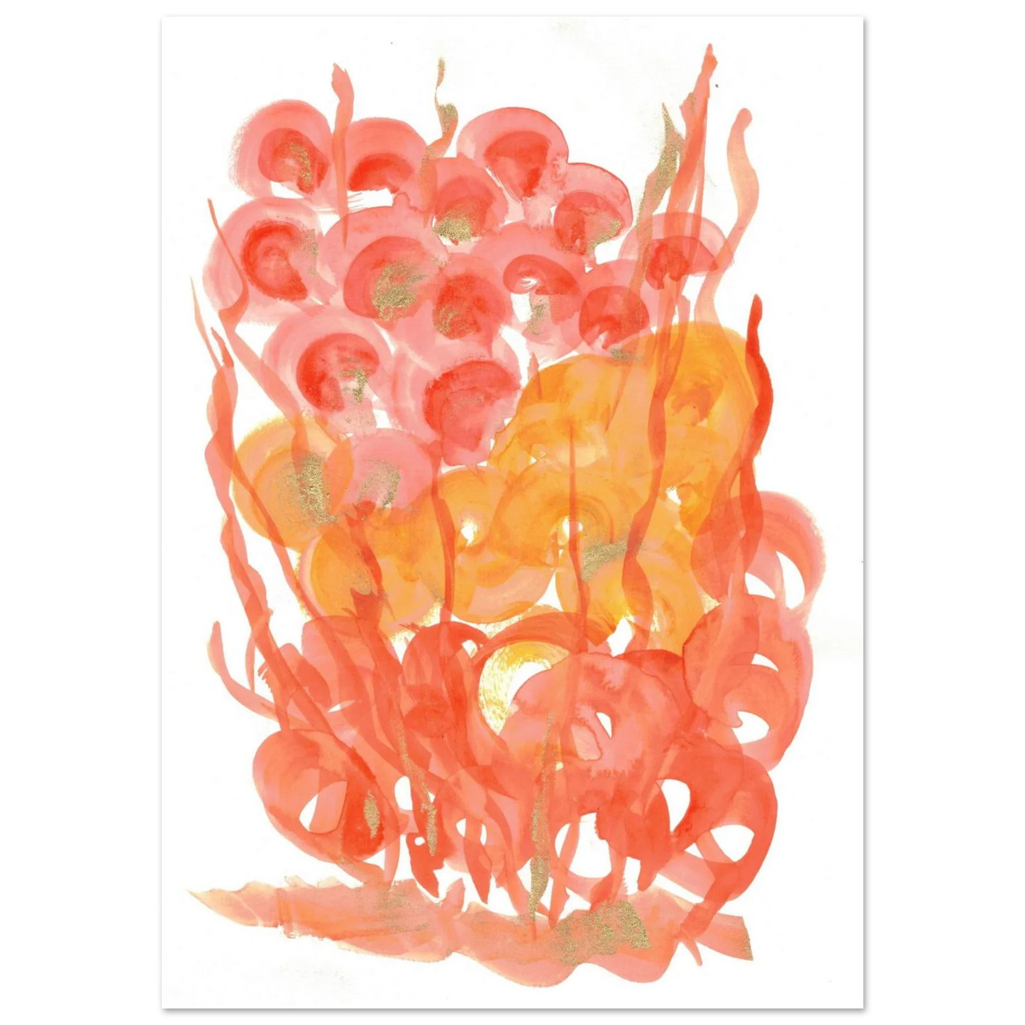 Abstrait Éclat Corail & Gold Flecked Premium Matte Paper Poster - RDJ3-1 - Laure Leprince - Artiste Peintre