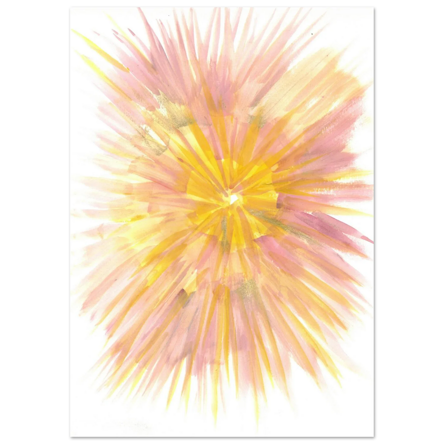 Abstract Sunrise Burst Art Print - Premium Matte Paper Poster with Dynamic Watercolor Design - Laure Leprince - Artiste Peintre