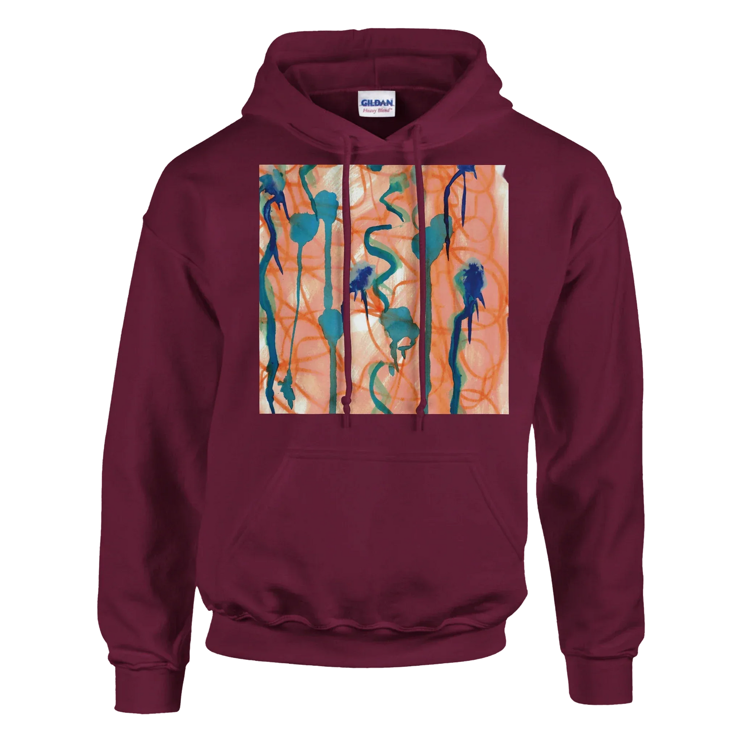 Sweat à capuche unisexe artistique Saphir Ambre| Gildan® 18500 White - Laure Leprince - Artiste Peintre