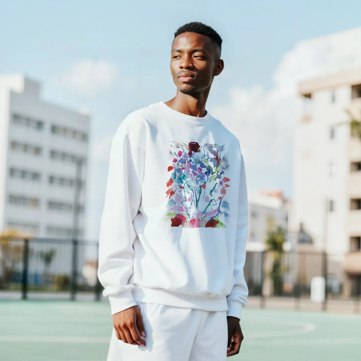 Sweatshirt Unisexe Classique Flora l– Impression Artistique Multicolore | Premium Cotton Blend - Laure Leprince - Artiste Peintre