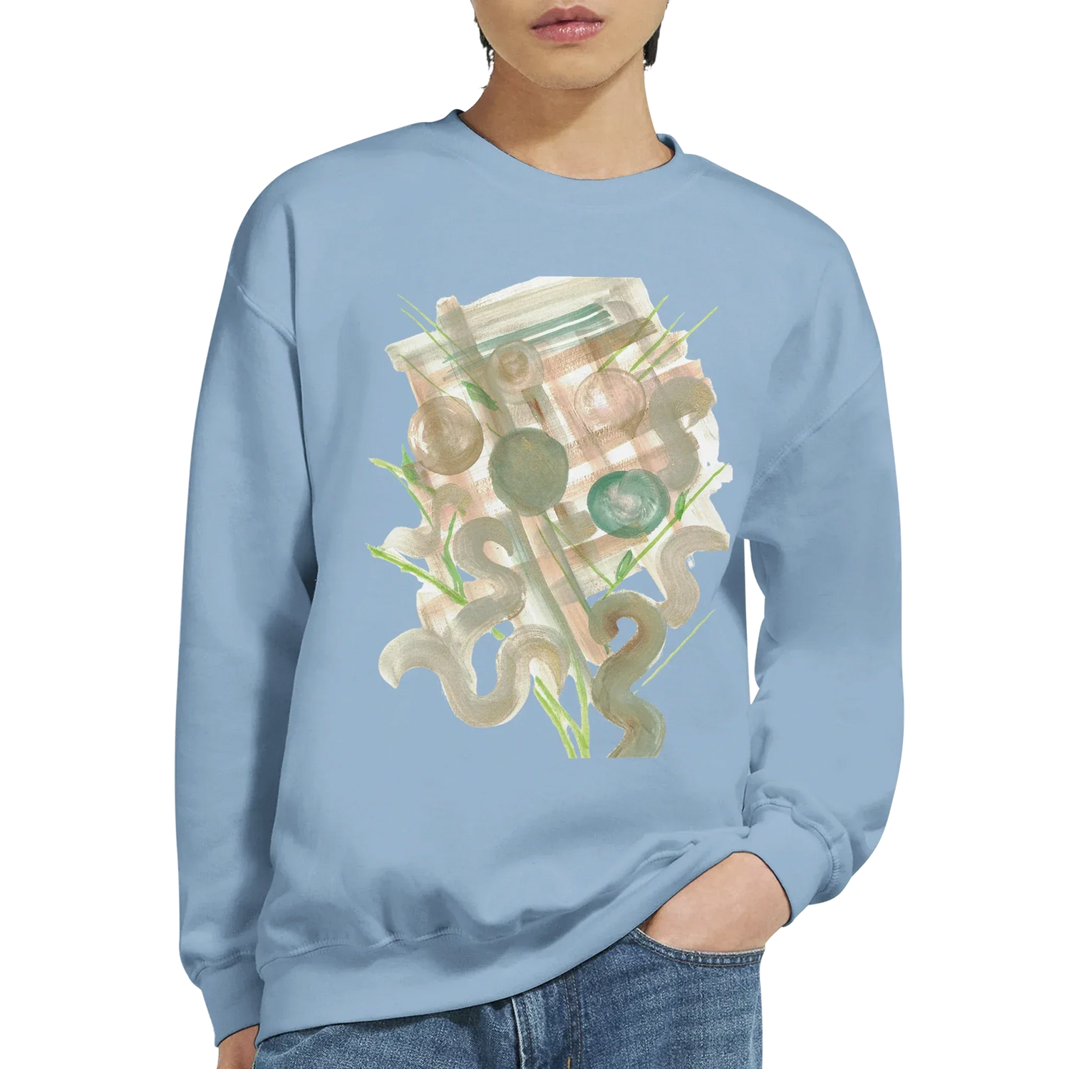 Sweatshirt Unisexe Classique Moss Geometry– Impression Artistique Multicolore - Laure Leprince - Artiste Peintre
