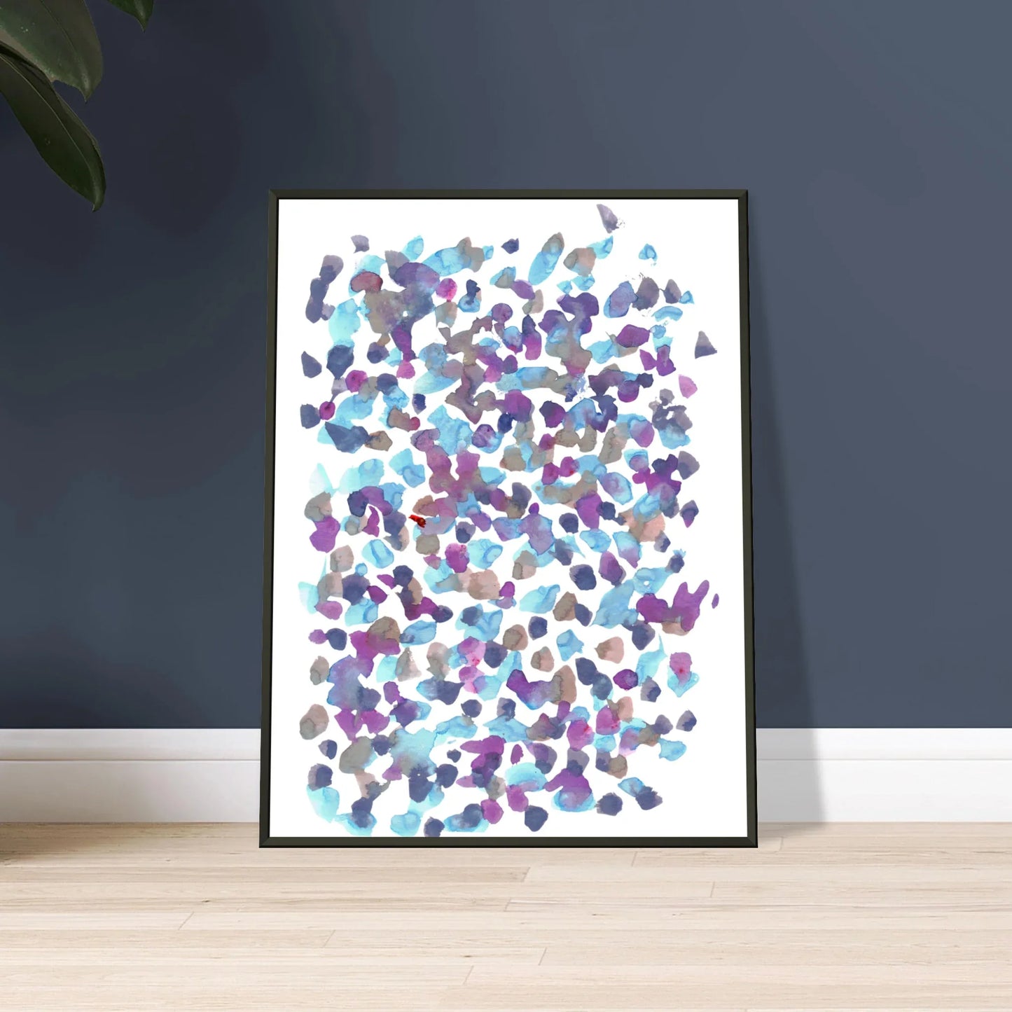 Classic Semi-Glossy Paper Metal Framed Poster Fragments indigo - Laure Leprince - Artiste Peintre