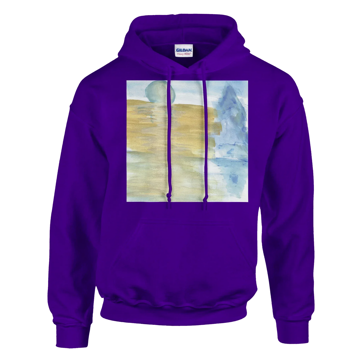 Sweat à capuche unisexe artistique Blue Horizon Gildan® 18500 White - Laure Leprince - Artiste Peintre