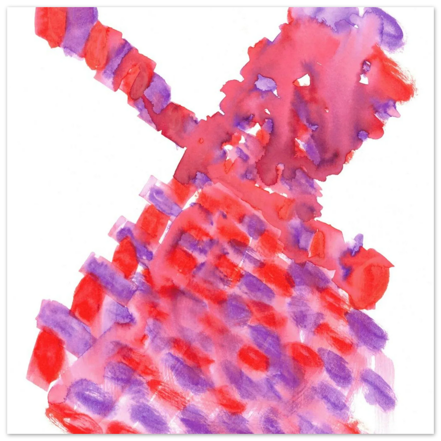 Abstract Watercolor Windmill Premium Matte Poster - Vibrant Red & Purple Art Print for Modern Spaces - Laure Leprince - Artiste Peintre