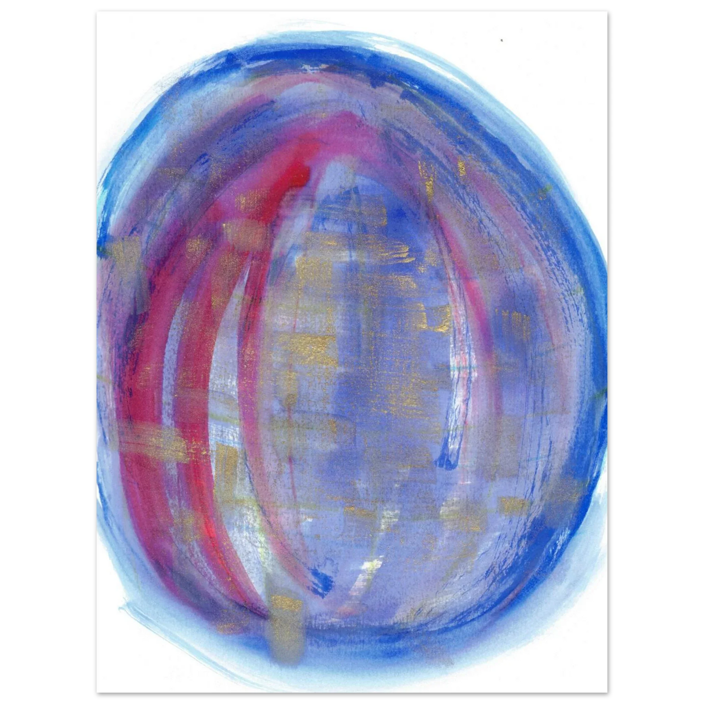 Cosmic Aura Abstract Watercolor Poster – Vibrant Blue, Magenta & Gold, Premium Matte Finish - Laure Leprince - Artiste Peintre