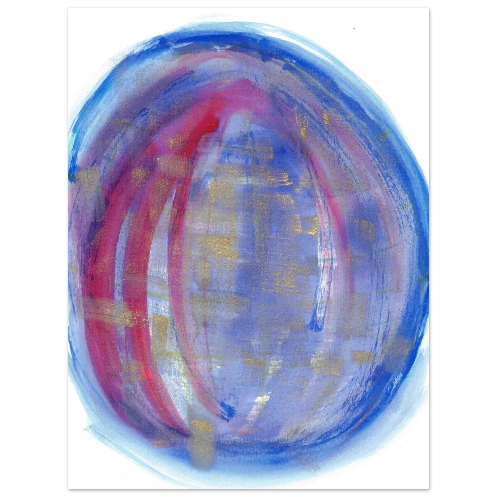 Cosmic Aura Abstract Watercolor Poster – Vibrant Blue, Magenta & Gold, Premium Matte Finish - Laure Leprince - Artiste Peintre