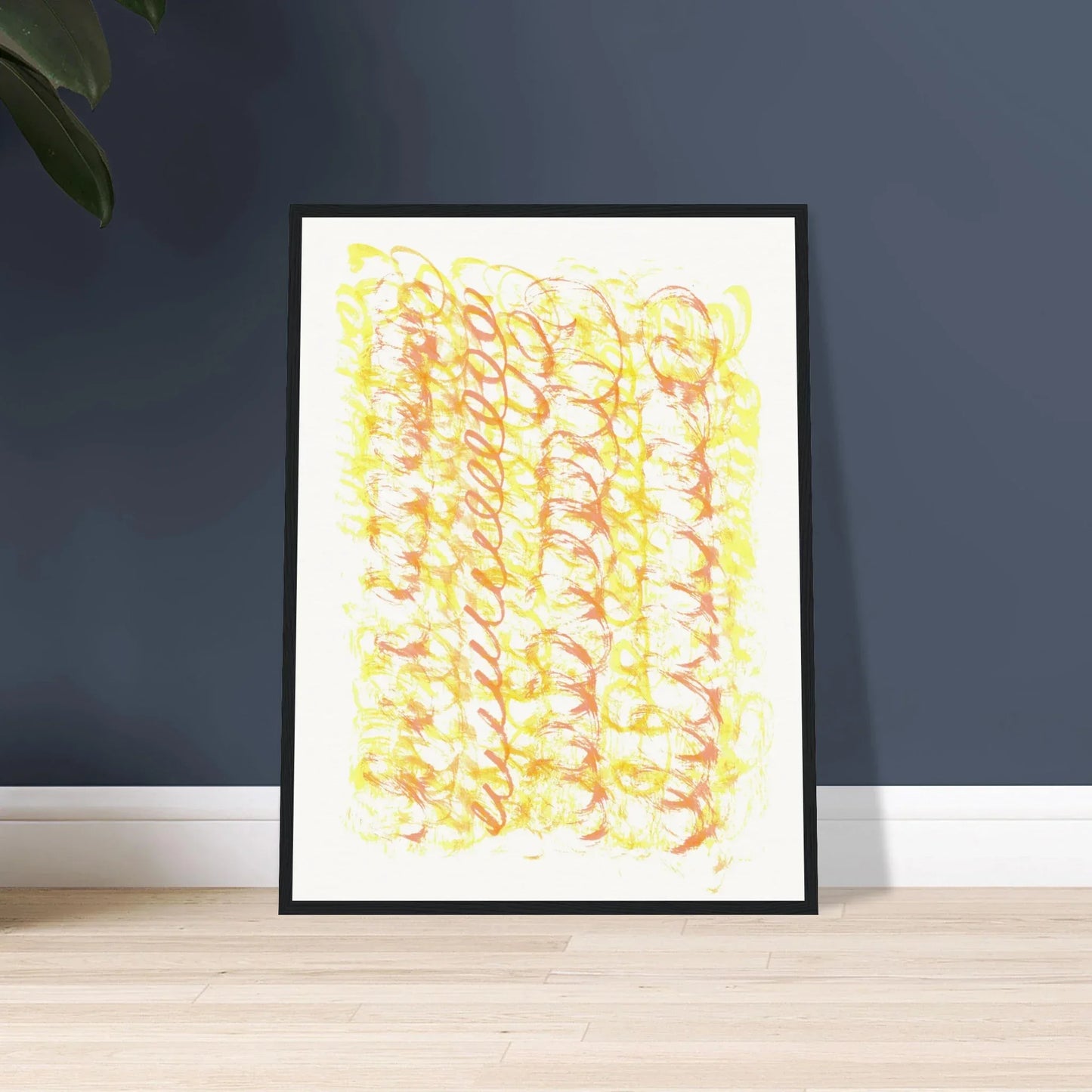 Affiche Encadrée Museum-Quality Matte Paper Wooden Framed Yellow waves - Laure Leprince - Artiste Peintre