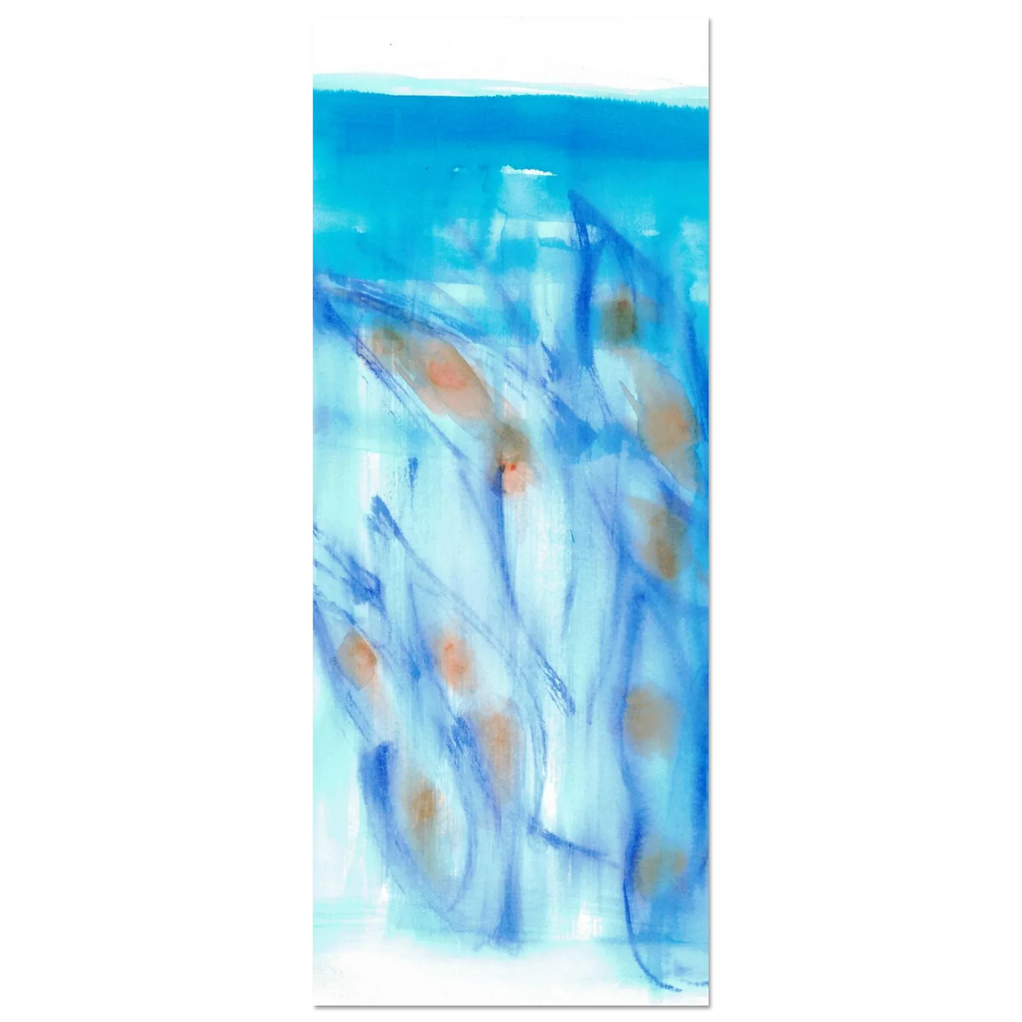 Abstract Aqua Flow Poster Premium Matte Paper Poster - Serene Watercolor Art for Your Home - Laure Leprince - Artiste Peintre