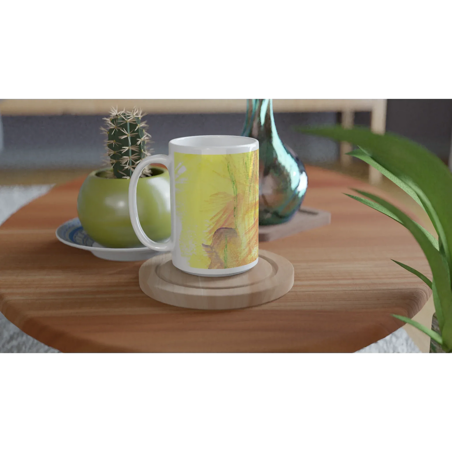 Mug en céramique blanche 44 Sun Whisper – Grand format, design et qualité durable - Laure Leprince - Artiste Peintre