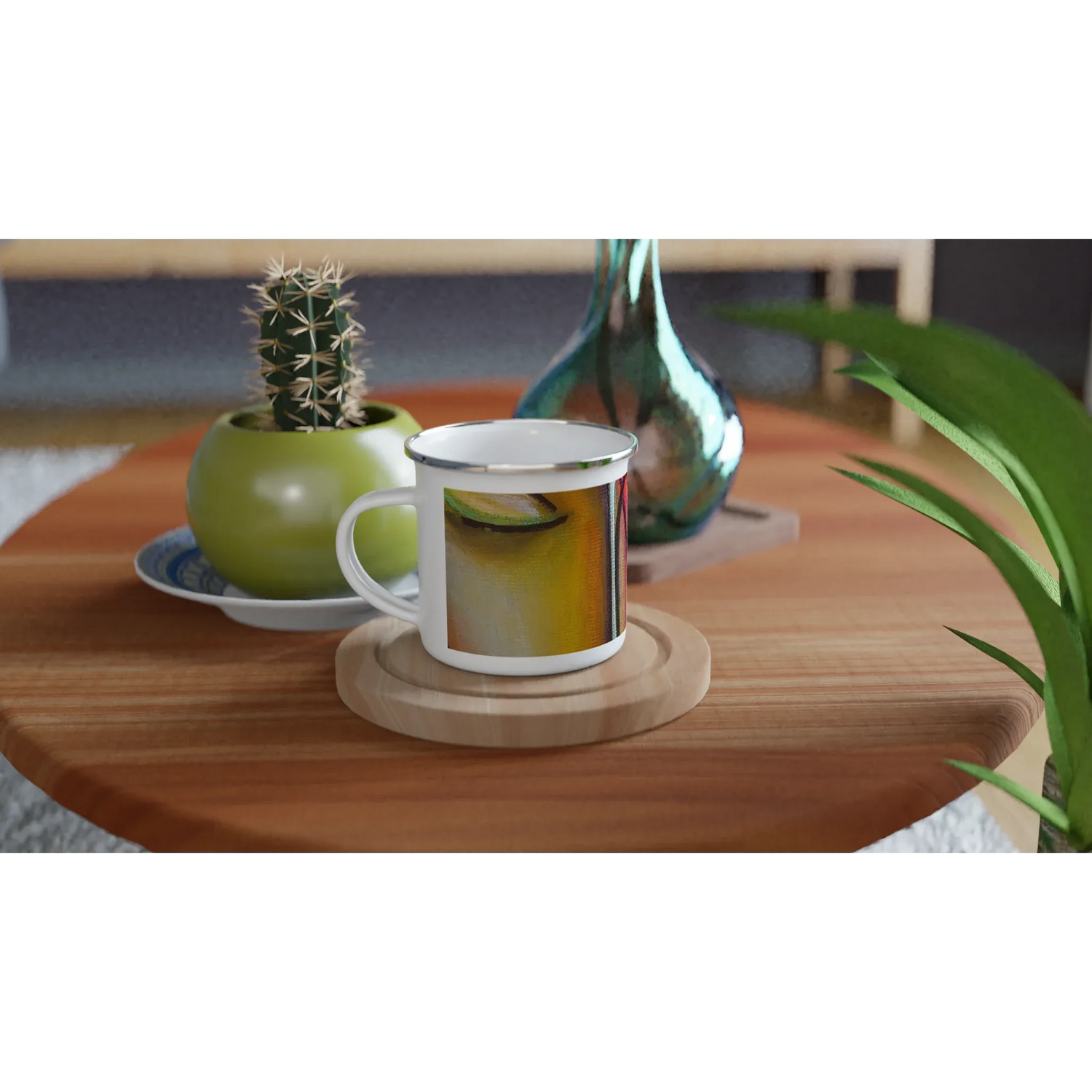 Mug en émail blanc 35 cl trouncho#2– Léger, vintage et résistant - Laure Leprince - Artiste Peintre