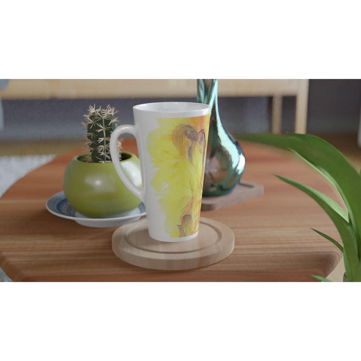 Mug à Latte en Céramique Blanche 500 ml Sun Whisper – Élégant, durable et brillant - Laure Leprince - Artiste Peintre