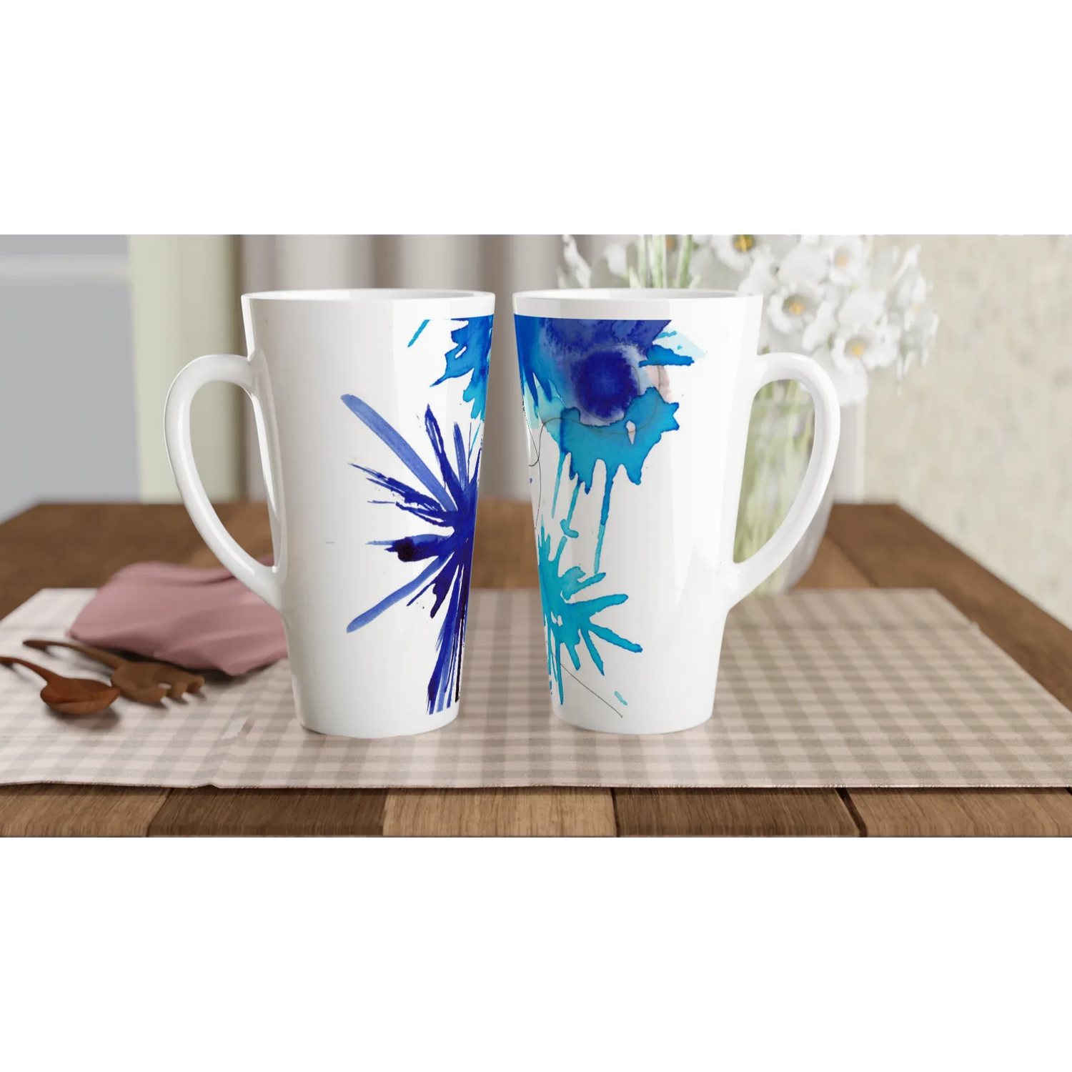 Mug à Latte en Céramique Blanche 500 ml boreales – Élégant, durable et brillant - Laure Leprince - Artiste Peintre