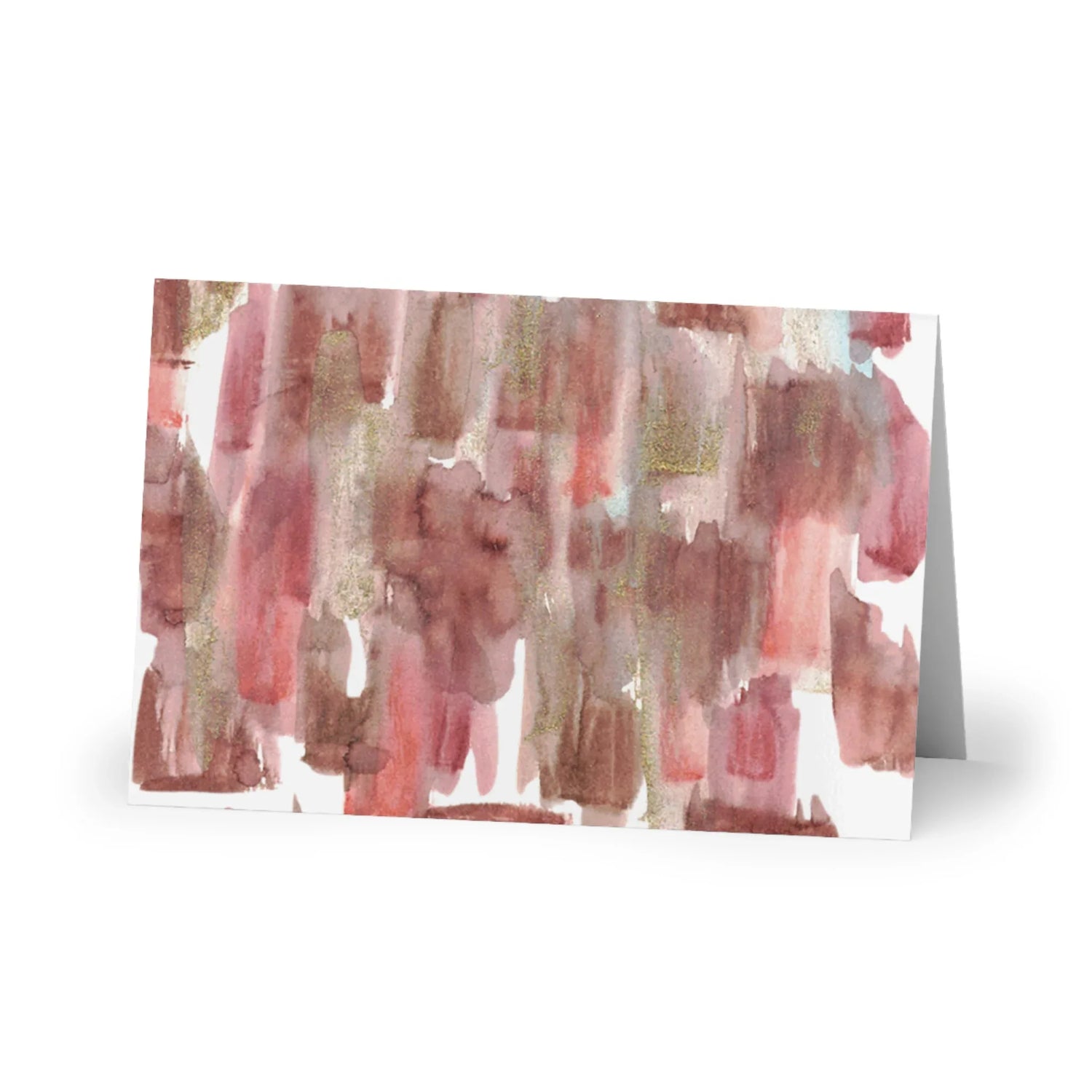 Terracotta Waves Watercolor Leaf Greeting Card - Elegant - Laure Leprince - Artiste Peintre