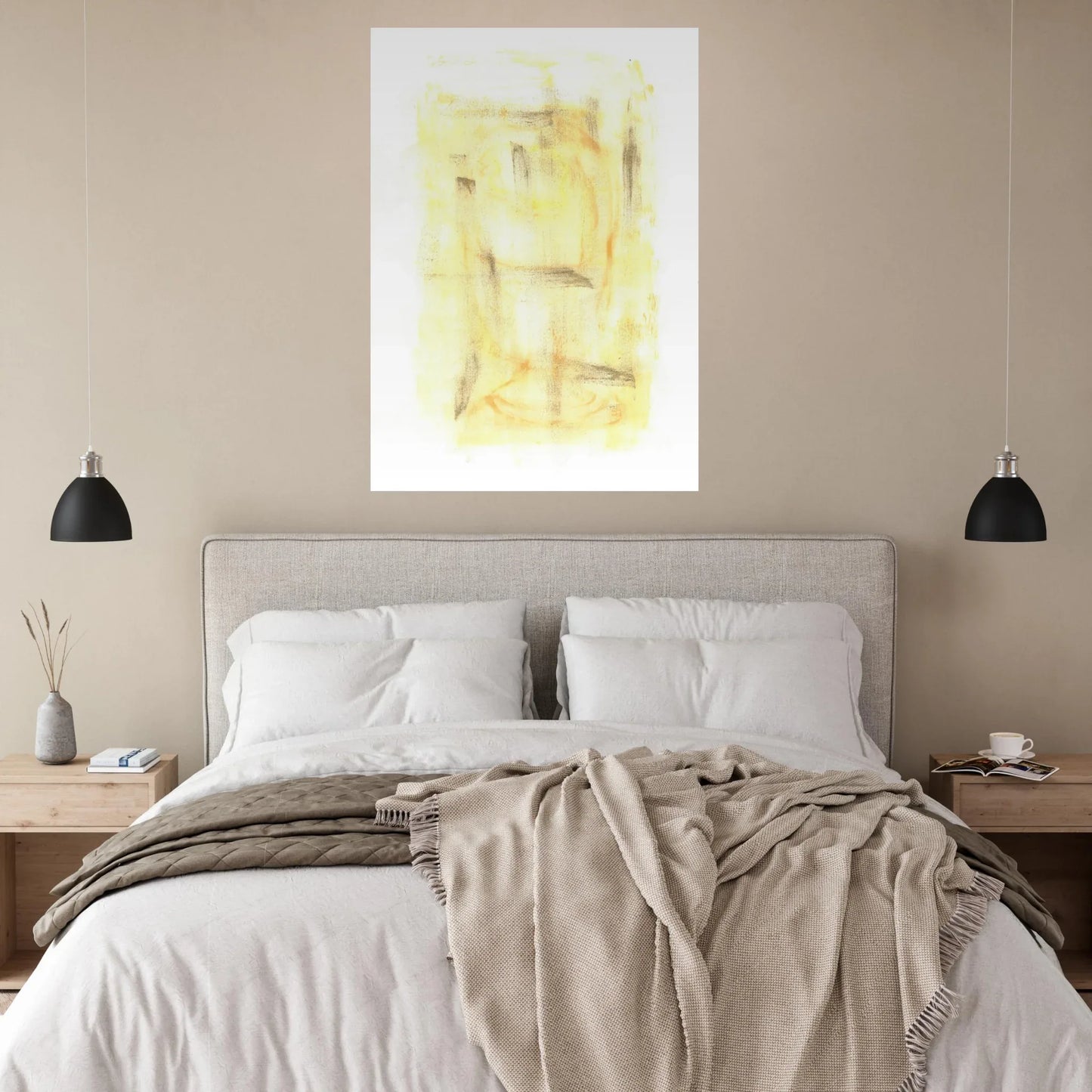 Abstract Gold & Charcoal Aura Poster - Premium Matte Paper Art Print - Laure Leprince - Artiste Peintre