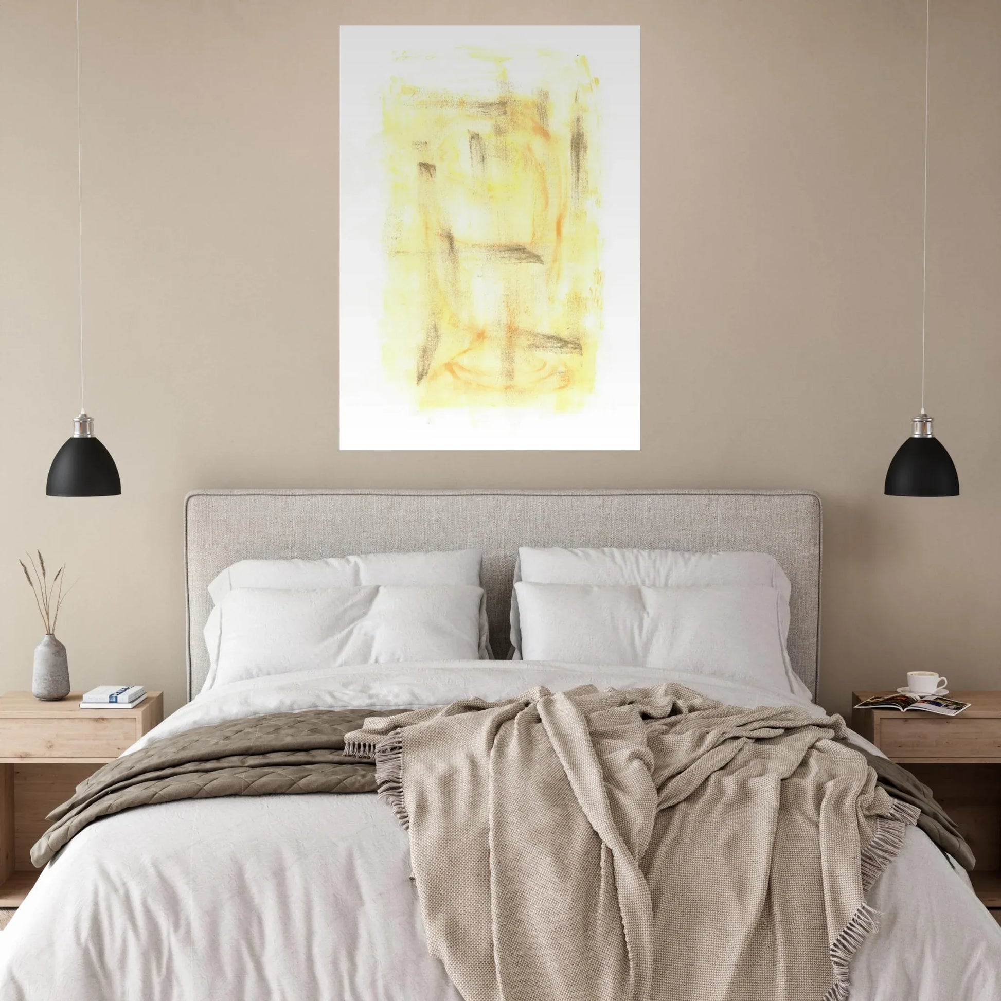 Abstract Gold & Charcoal Aura Poster - Premium Matte Paper Art Print - Laure Leprince - Artiste Peintre