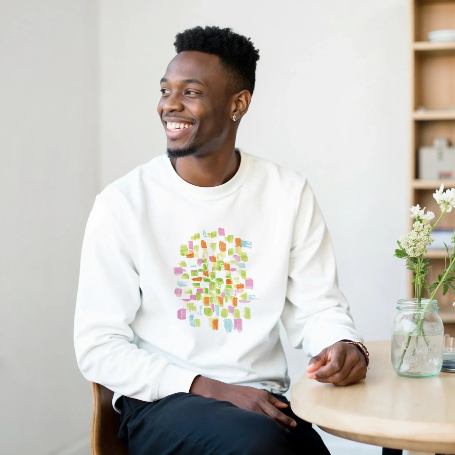 Sweatshirt Unisexe Classique Pastel Mosaic – Impression Artistique Multicolore - Laure Leprince - Artiste Peintre