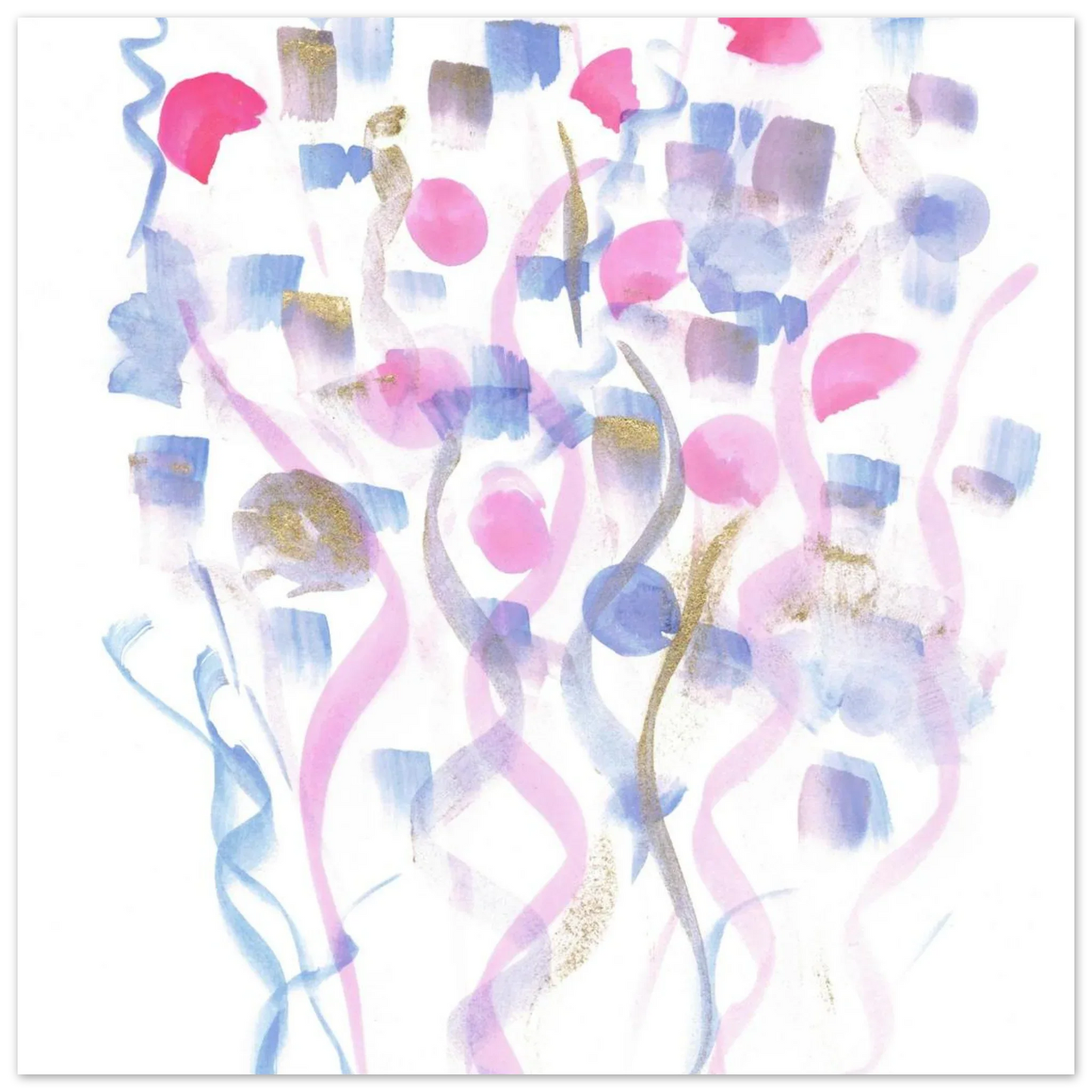 Abstract Watercolor Dreamscape Poster - Pastel Hues & Gold Flecks RDJ3-1 - Laure Leprince - Artiste Peintre