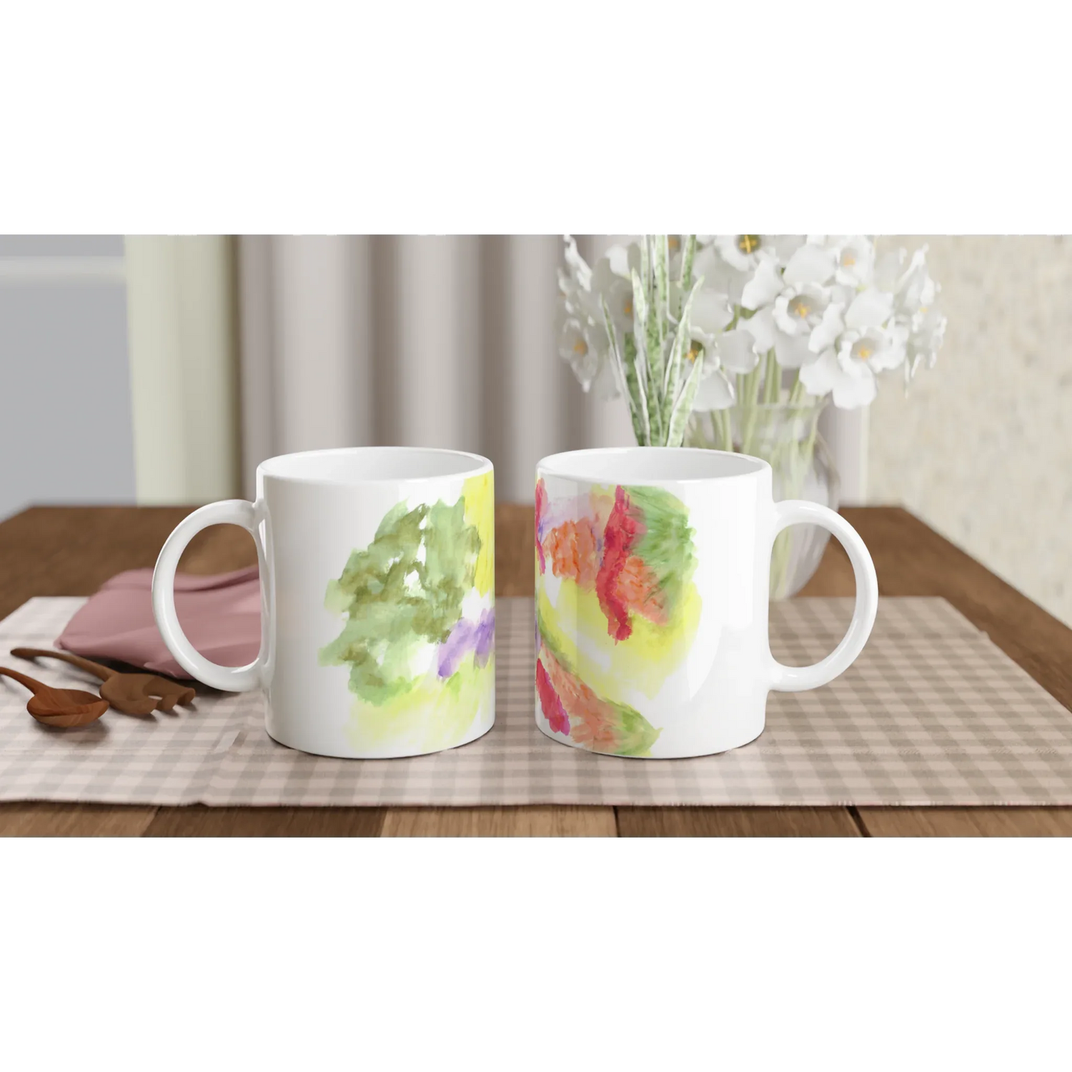 Mug en céramique 325 ml à bord colore Eclosion Chromatique – Élégant et éclatant - Laure Leprince - Artiste Peintre