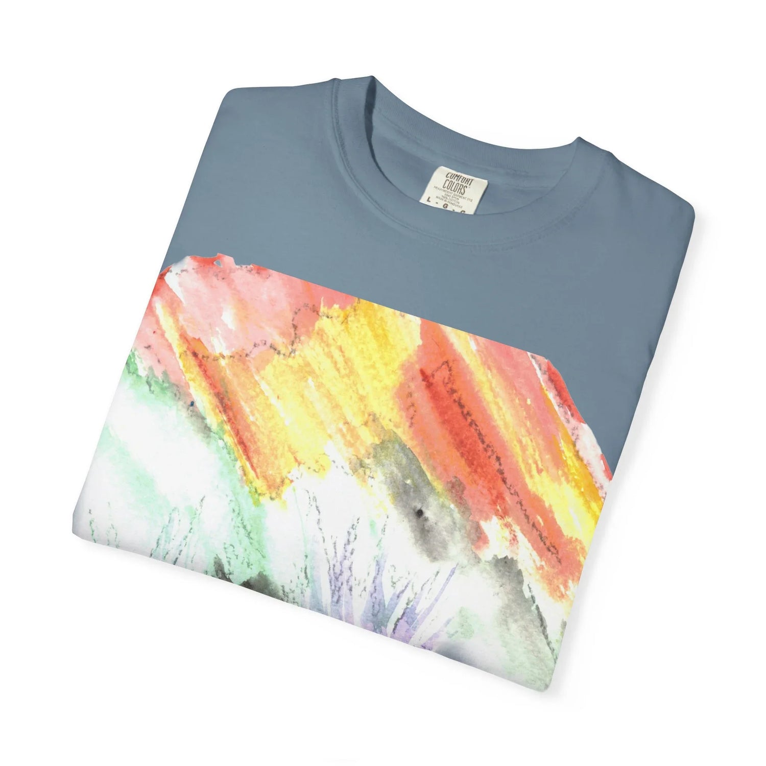 Abstract Lavander Drift T-Shirt — Bright Watercolor Square Art Tee - Laure Leprince - Artiste Peintre