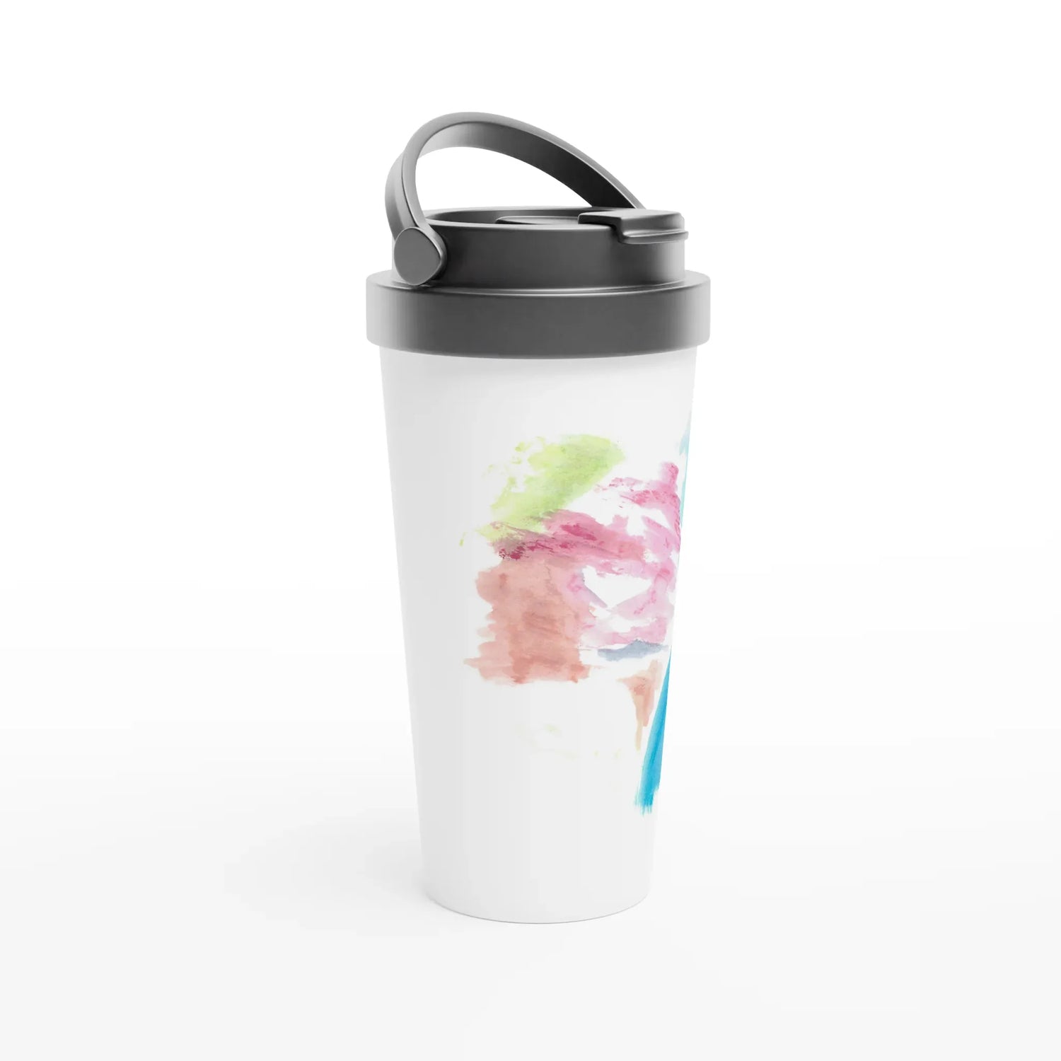 Mug de voyage blanc en acier inoxydable – 44 cl Aurore Pastel Élégant, pratique et isotherme - Laure Leprince - Artiste Peintre