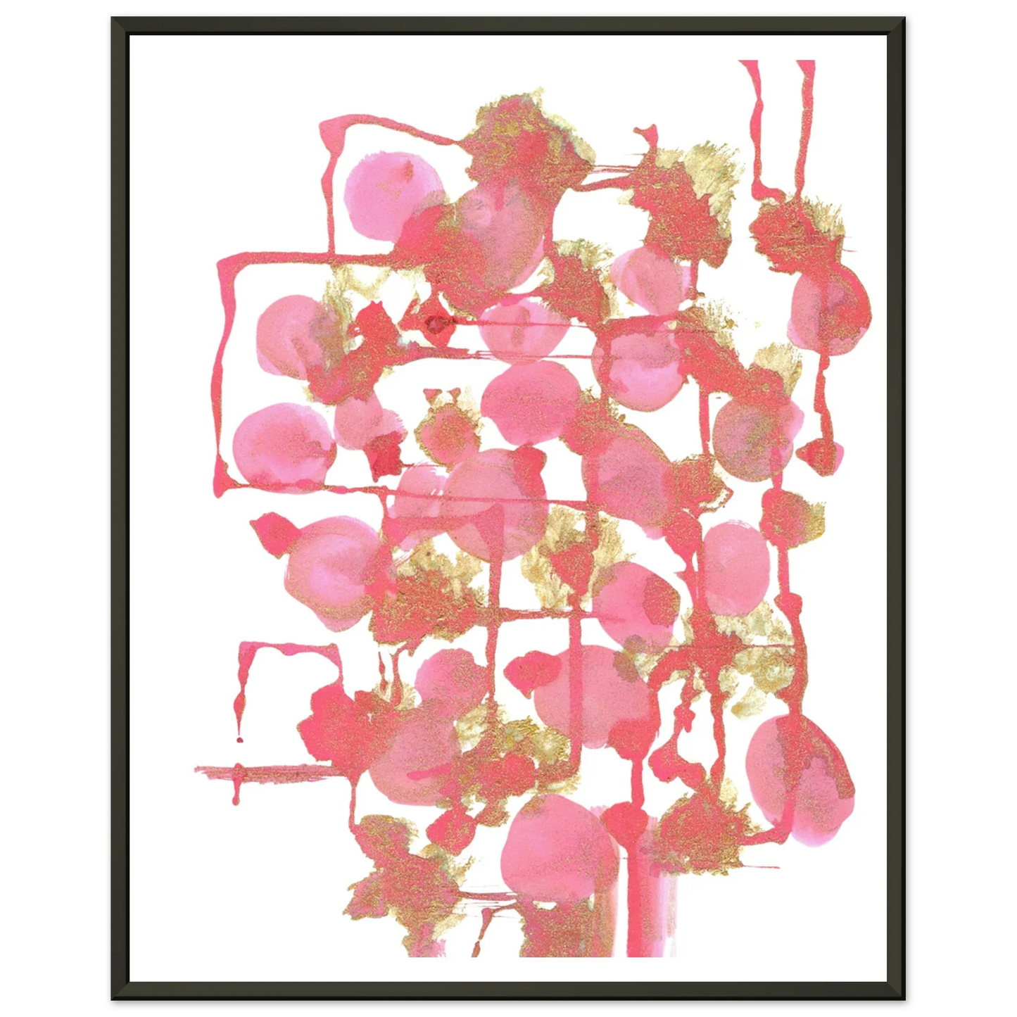 Classic Semi-Glossy Paper Metal Framed Poster Reseau Framboise - Laure Leprince - Artiste Peintre