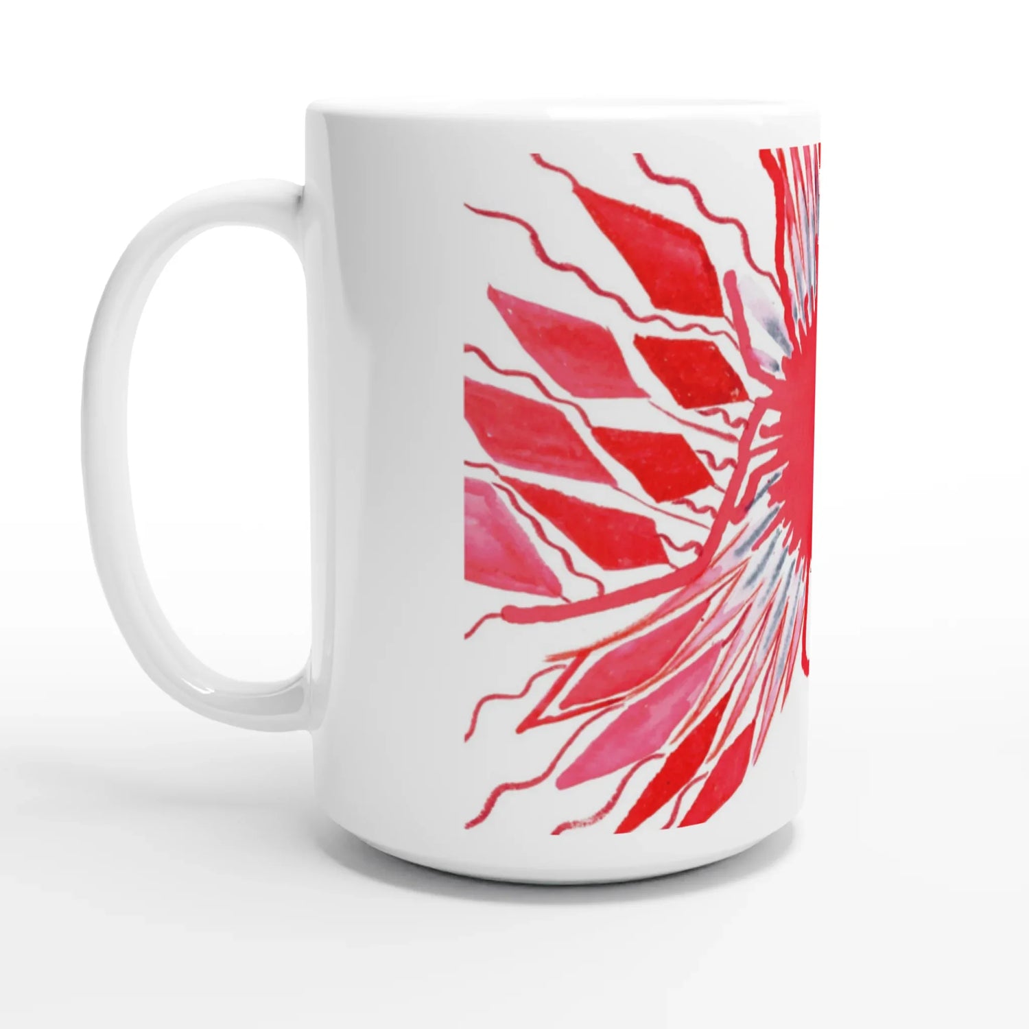 Mug en céramique blanche 44 cl Rouge– Grand format, design et qualité durable - Laure Leprince - Artiste Peintre