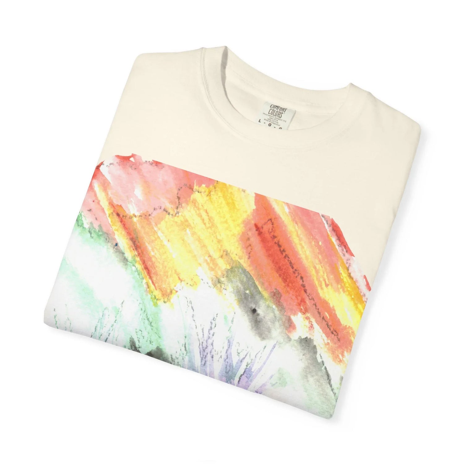 Abstract Lavander Drift T-Shirt — Bright Watercolor Square Art Tee - Laure Leprince - Artiste Peintre