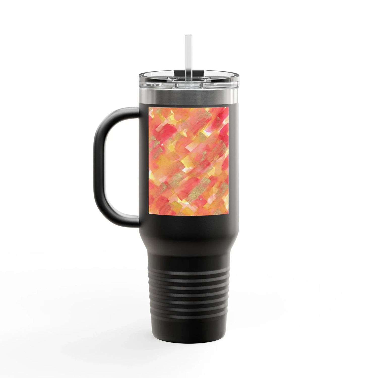 40oz Insulated Travel Mug – Sunset Ember Watercolor Design - Laure Leprince - Artiste Peintre