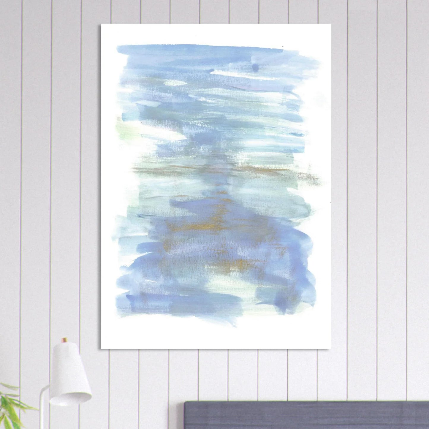 Abstract Horizon Watercolor Art Print - Serene Blue & Gold Matte Paper Poster for Modern Spaces - Laure Leprince - Artiste Peintre