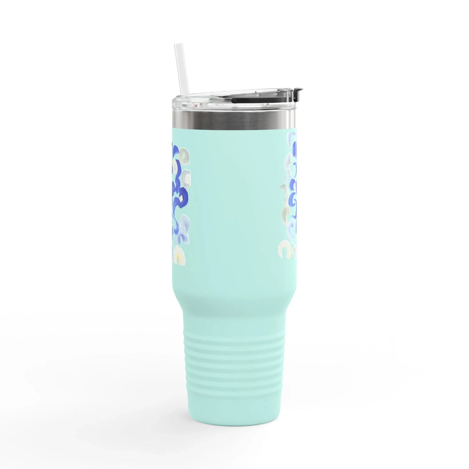 40oz Insulated Travel Mug – Blue Swirls Watercolor Design - Laure Leprince - Artiste Peintre