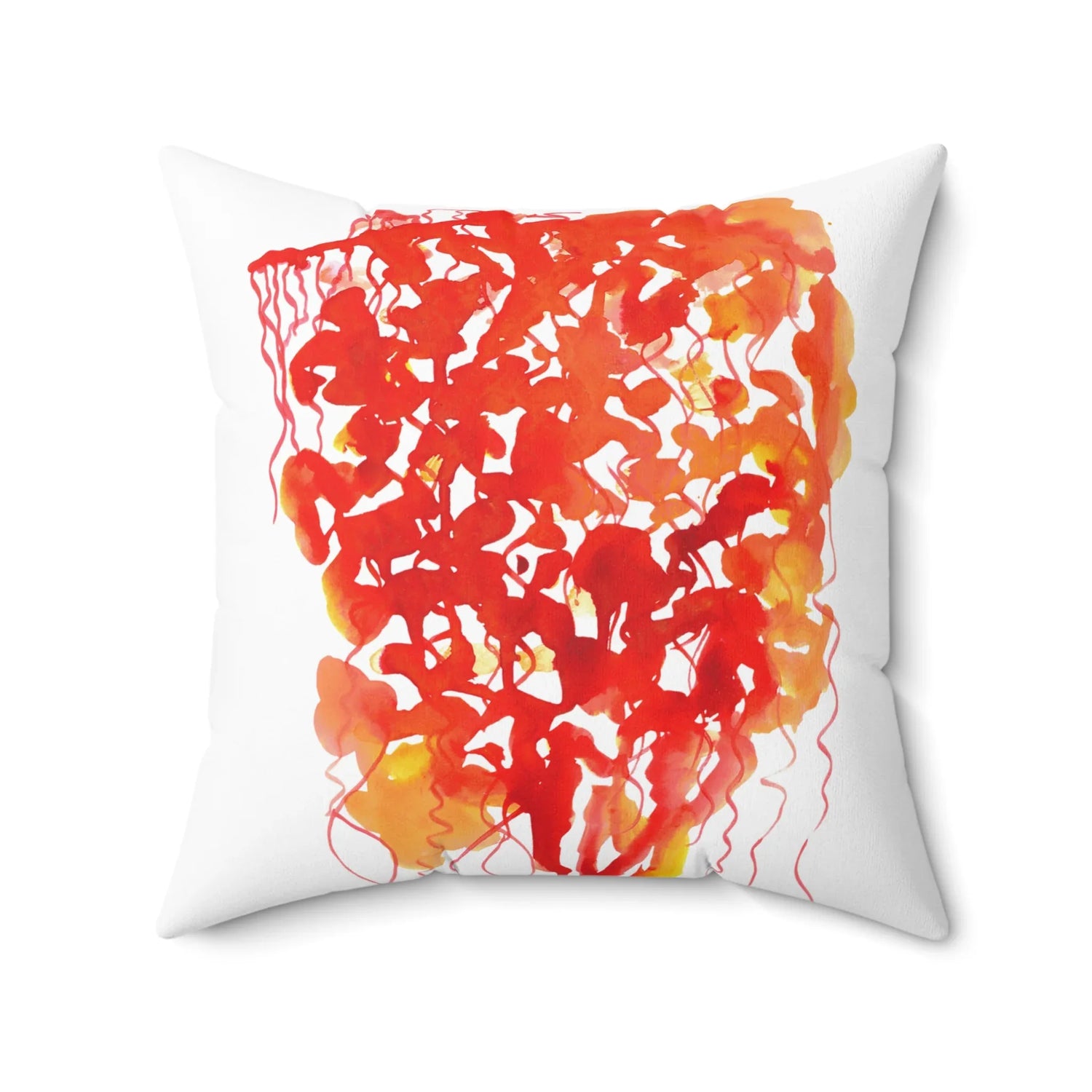 Square Throw Pillow Eclats Corail — Minimal Brushstroke Accent - Laure Leprince - Artiste Peintre