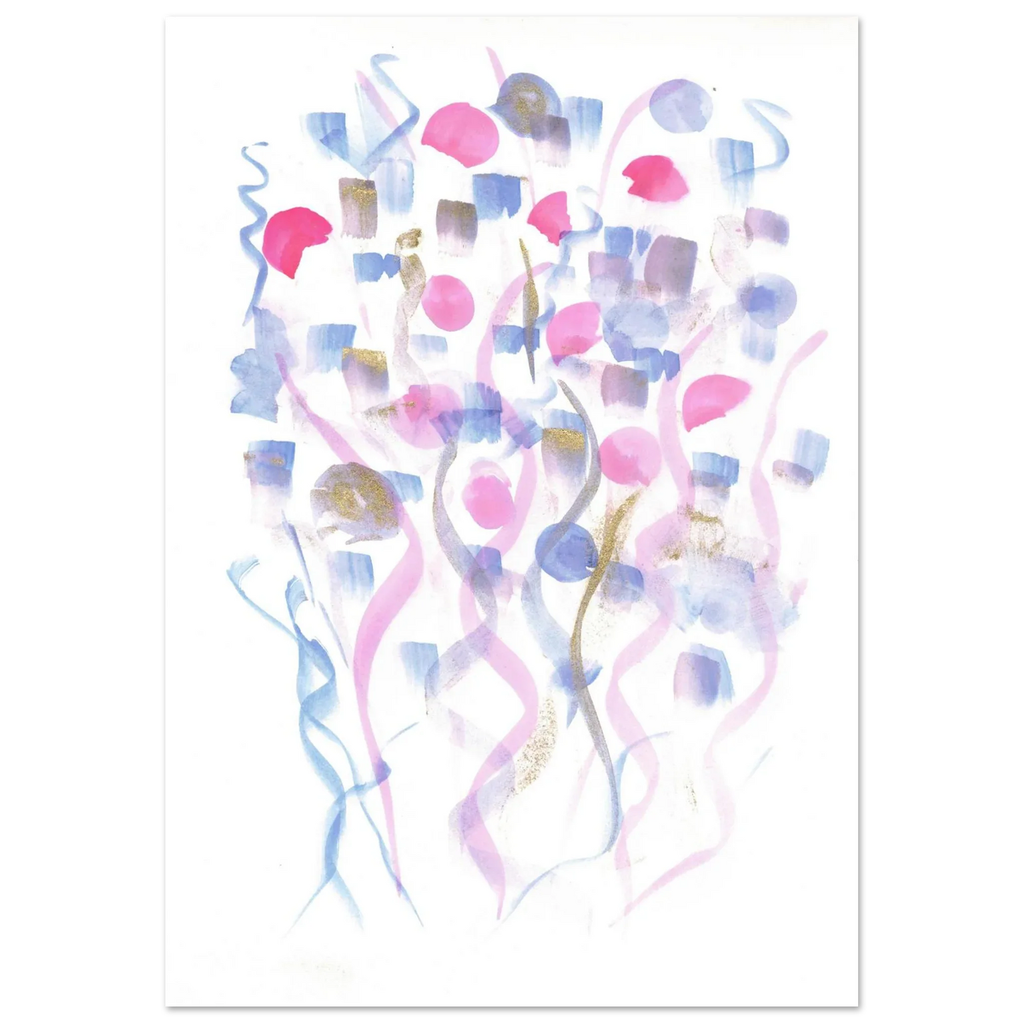 Abstract Watercolor Dreamscape Poster - Pastel Hues & Gold Flecks RDJ3-1 - Laure Leprince - Artiste Peintre
