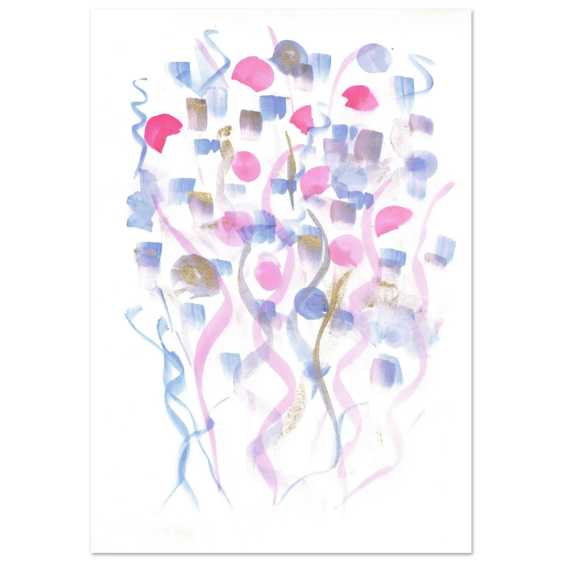 Abstract Watercolor Dreamscape Poster - Pastel Hues & Gold Flecks RDJ3-1 - Laure Leprince - Artiste Peintre