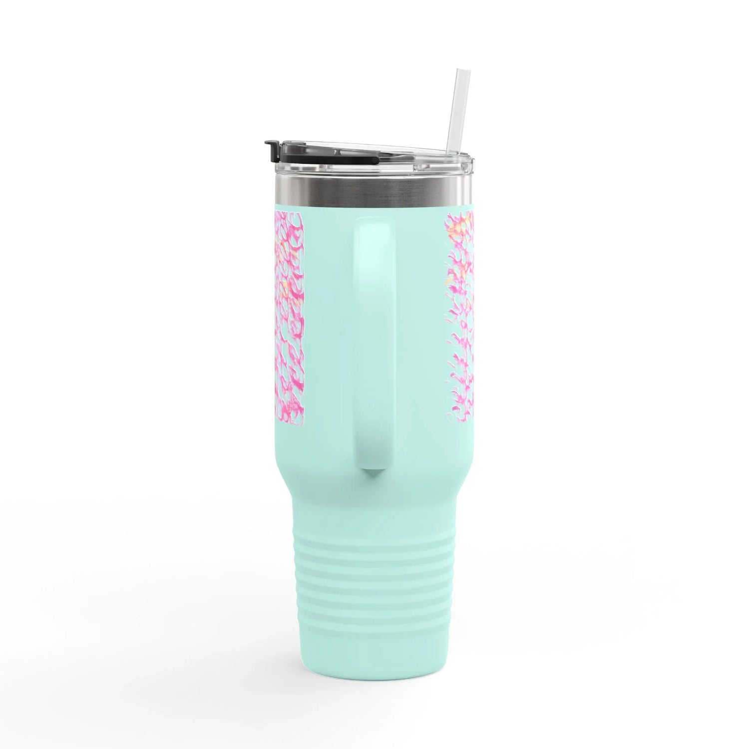 40oz Insulated Travel Mug – Pink Waves Watercolor Design - Laure Leprince - Artiste Peintre