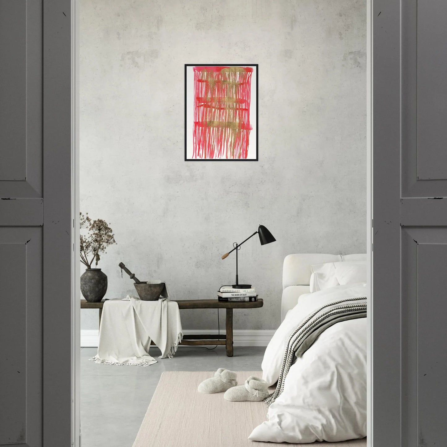Affiche Encadrée Museum-Quality Matte Paper Wooden Framed Poste Red Waves - Laure Leprince - Artiste Peintre