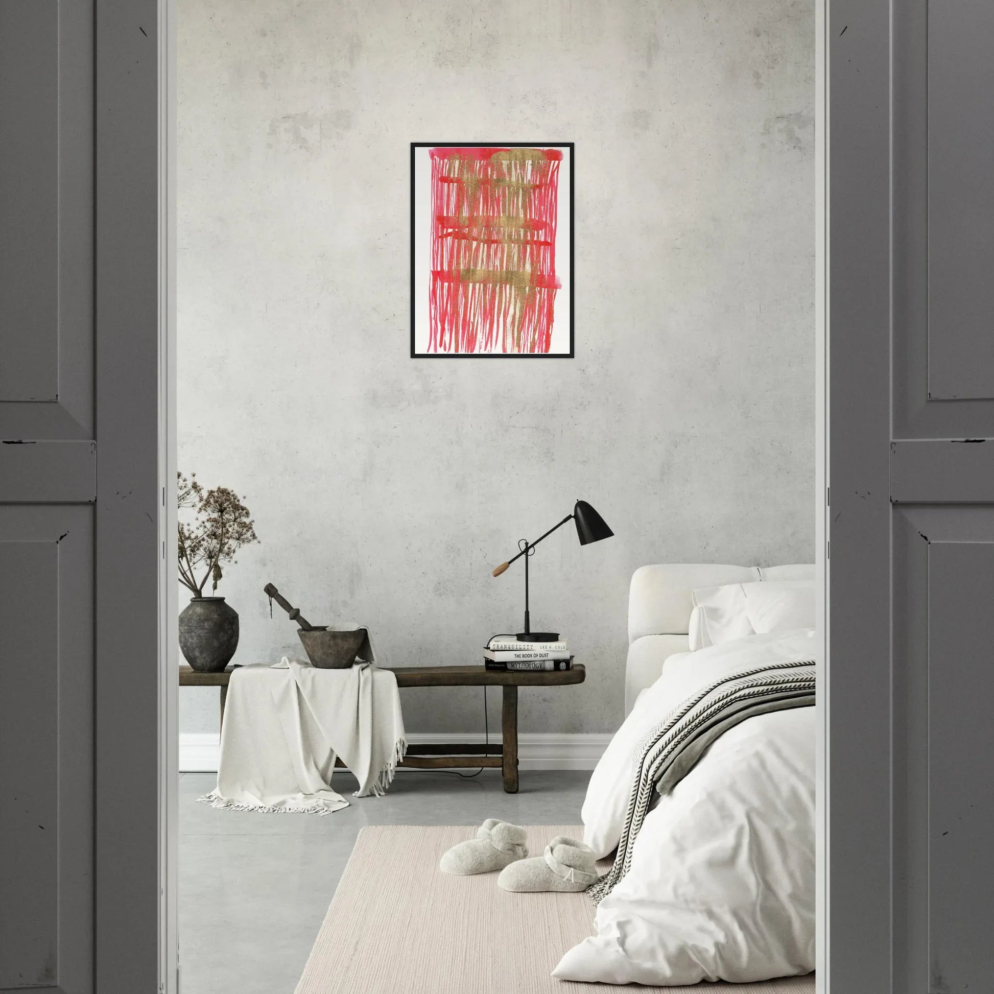 Affiche Encadrée Museum-Quality Matte Paper Wooden Framed Poste Red Waves - Laure Leprince - Artiste Peintre