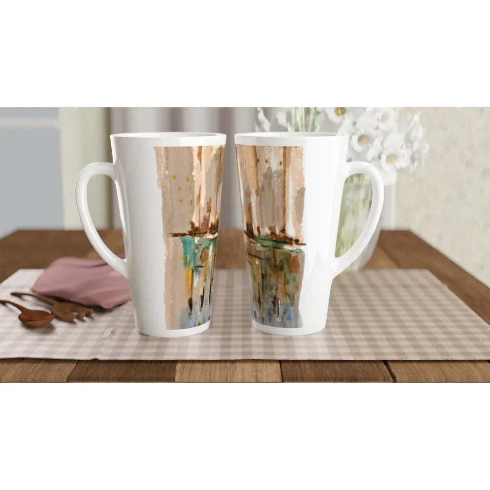 Mug à Latte en Céramique Blanche 500 ml City – Élégant, durable et brillant - Laure Leprince - Artiste Peintre