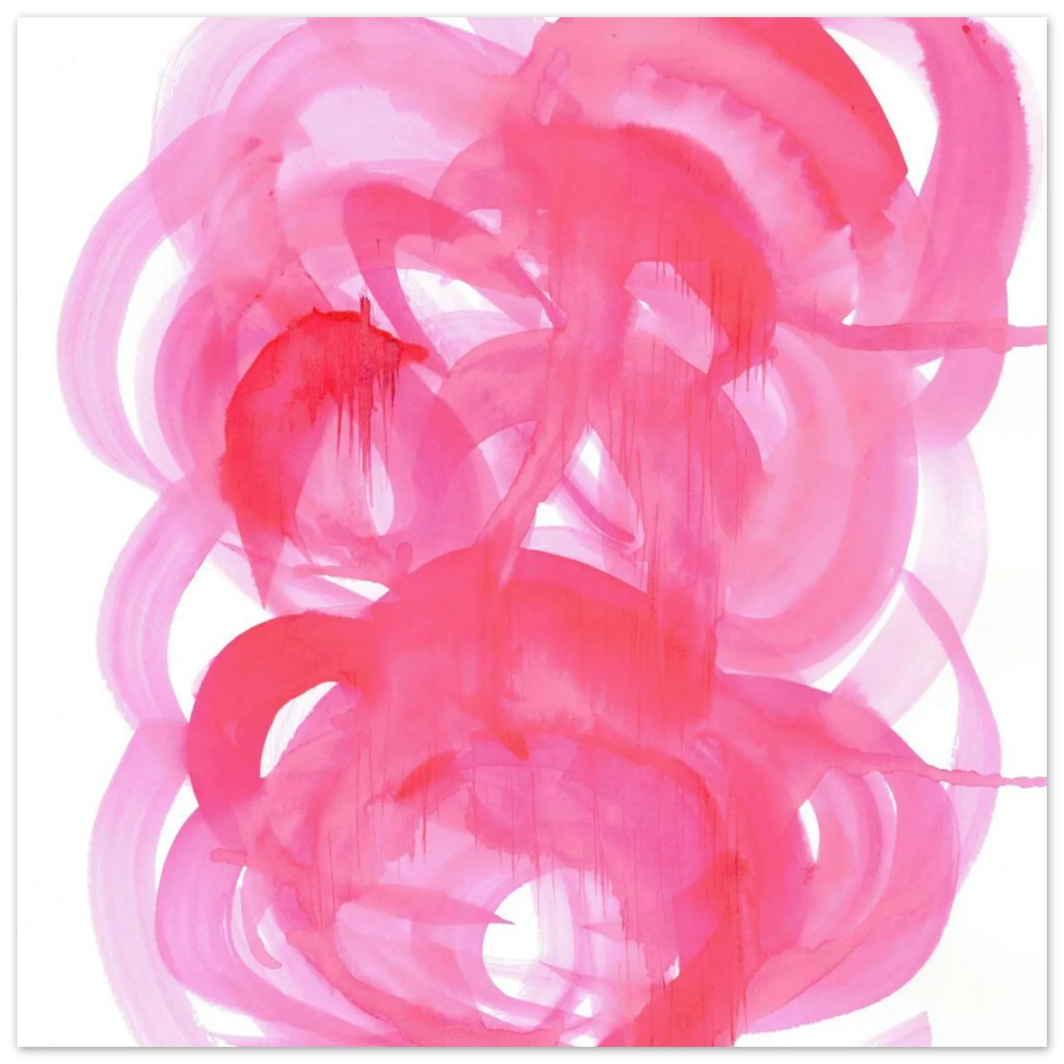 Abstract Pink Swirls Watercolor Poster - Vibrant Modern Art Print on Premium Matte Paper - Laure Leprince - Artiste Peintre