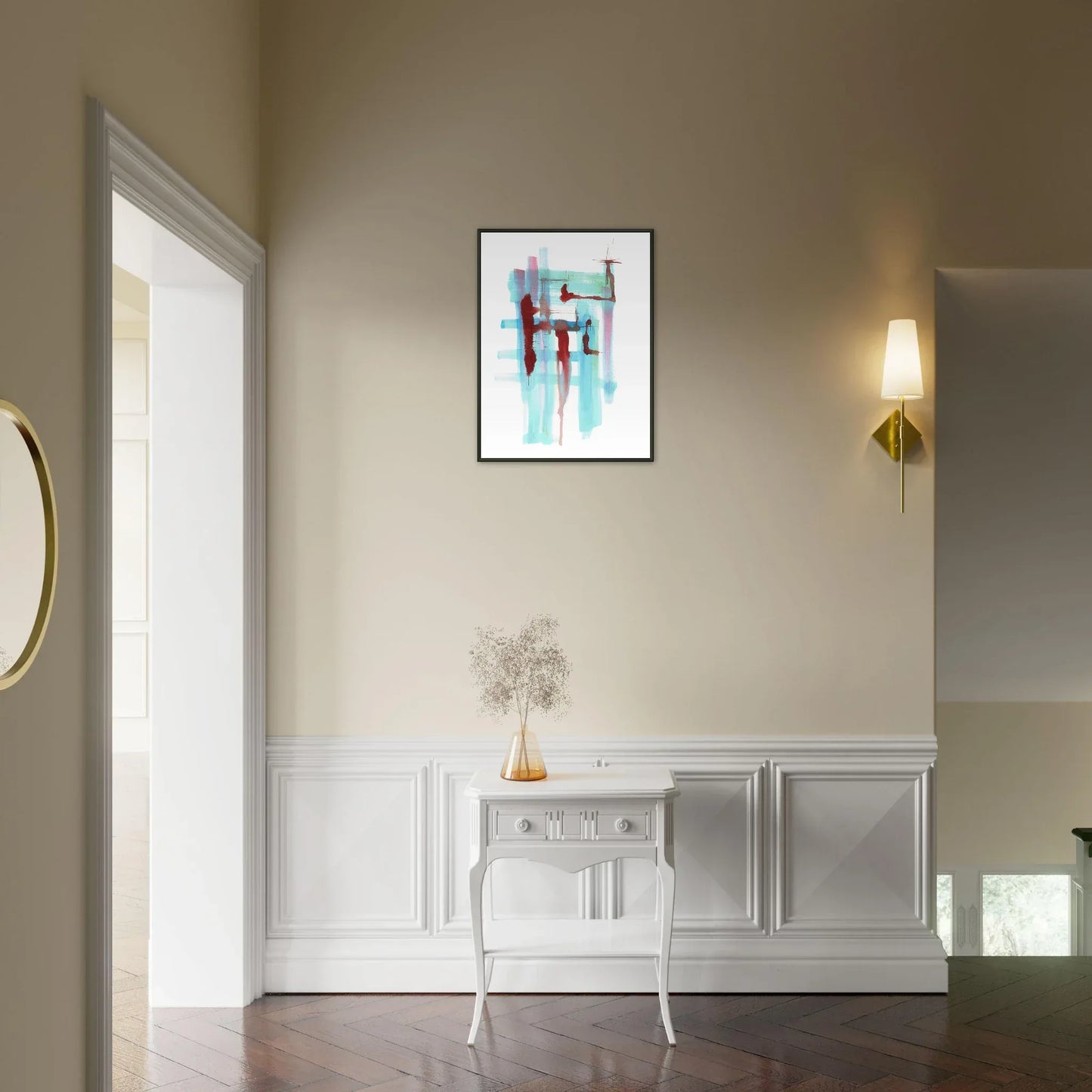 Classic Semi-Glossy Paper Metal Framed Poste Structures Liquides - Laure Leprince - Artiste Peintre