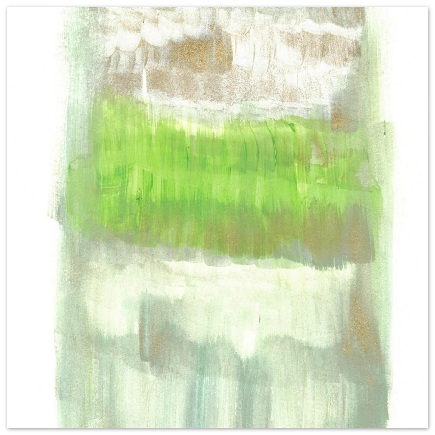 Abstract Spring Meadow with Gold Shimmer - Premium Matte Paper Poster RDJ3-1 - Laure Leprince - Artiste Peintre