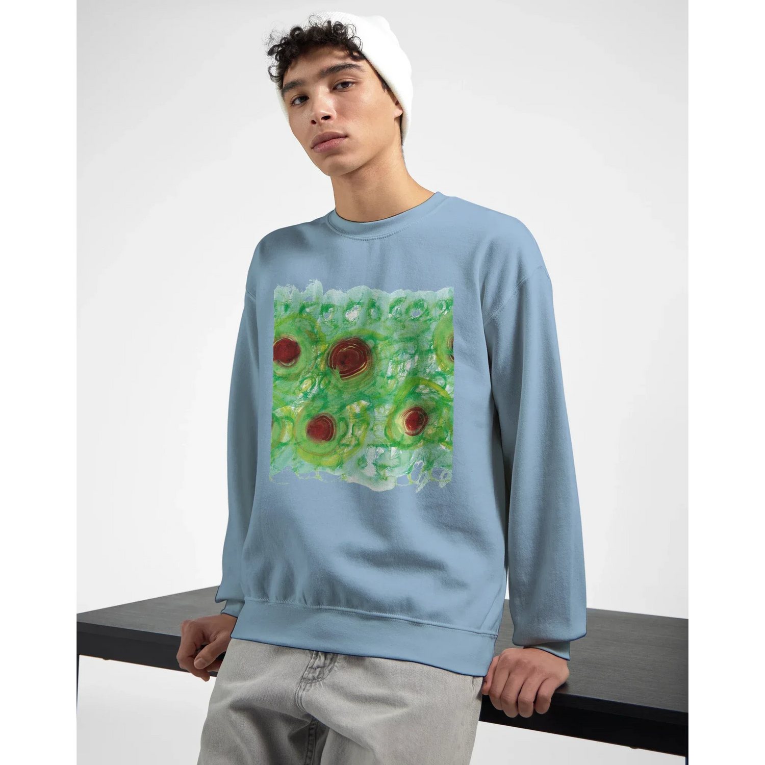 Sweatshirt Unisexe Classique Green Echo – Impression Artistique Multicolore - Laure Leprince - Artiste Peintre
