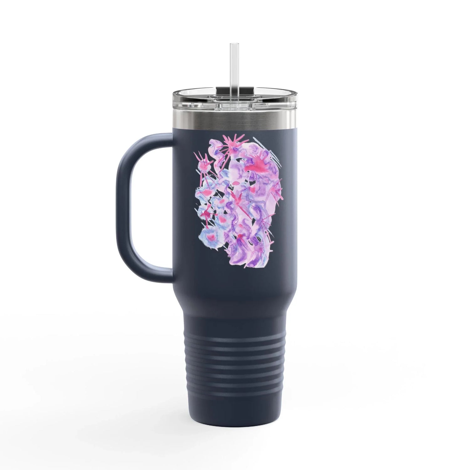 40oz Insulated Travel Mug – Nebuleuse Pourpre Watercolor Design - Laure Leprince - Artiste Peintre