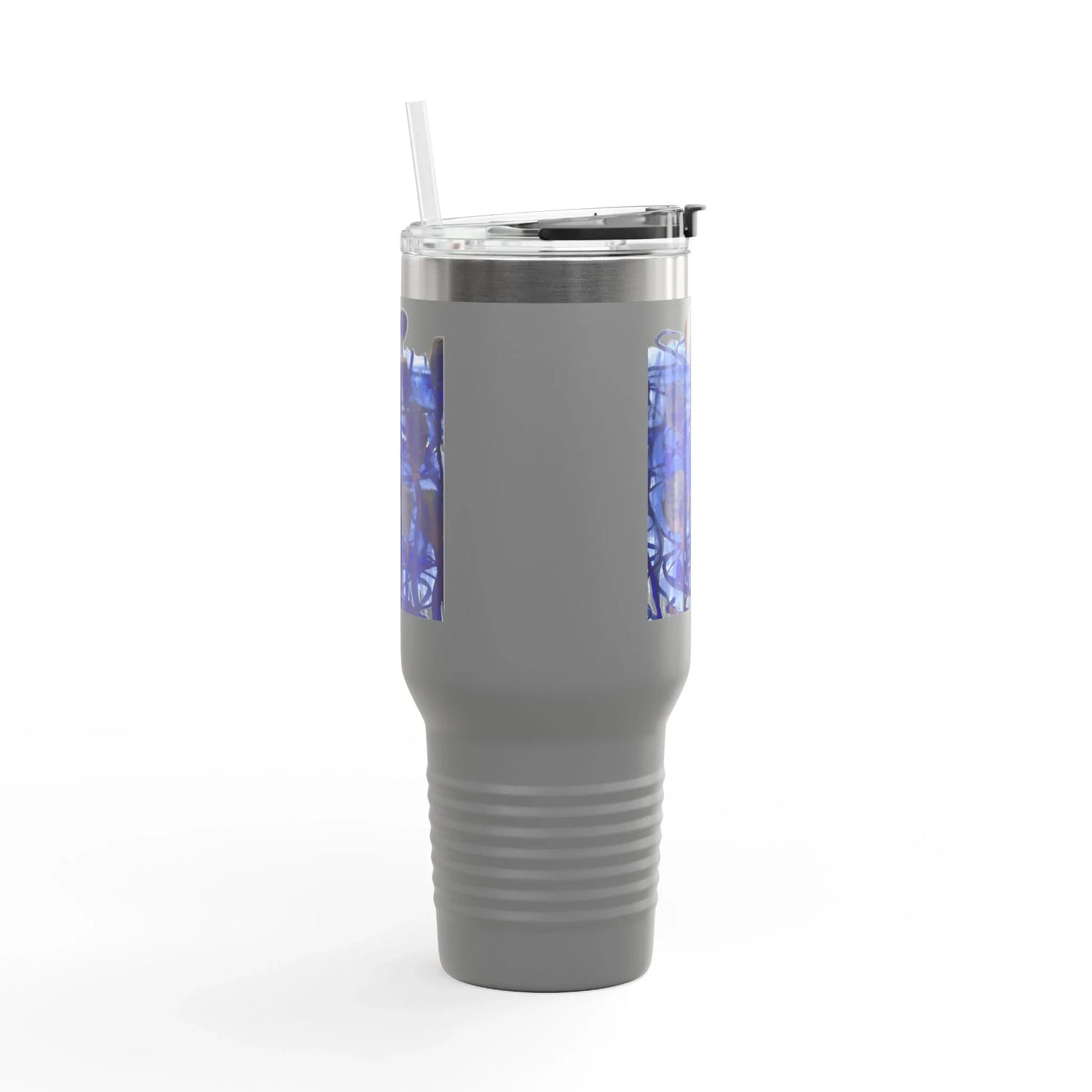 40oz Insulated Travel Mug – Silence Indigo Watercolor Design - Laure Leprince - Artiste Peintre